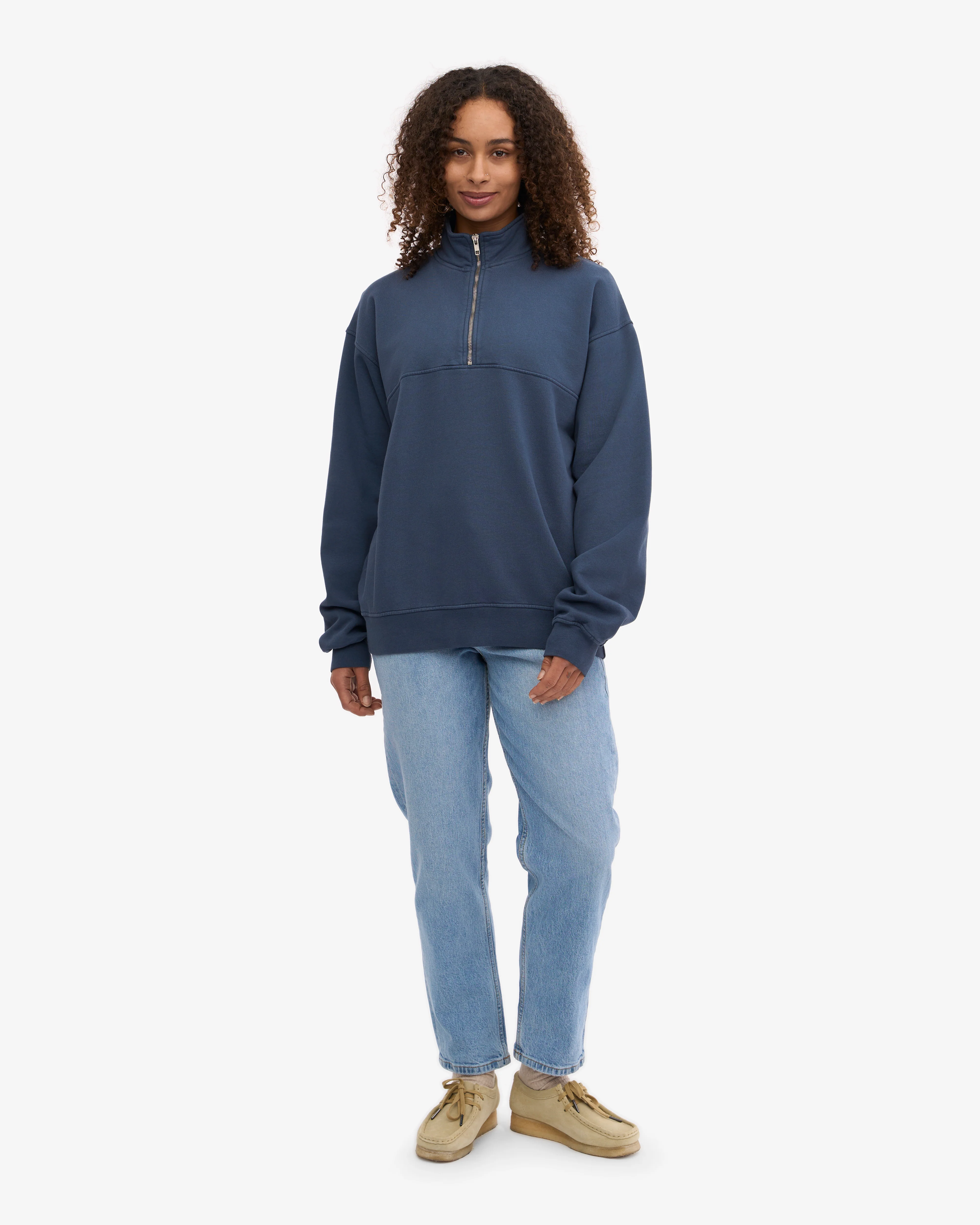 Organic Quarter Zip - Petrol Blue