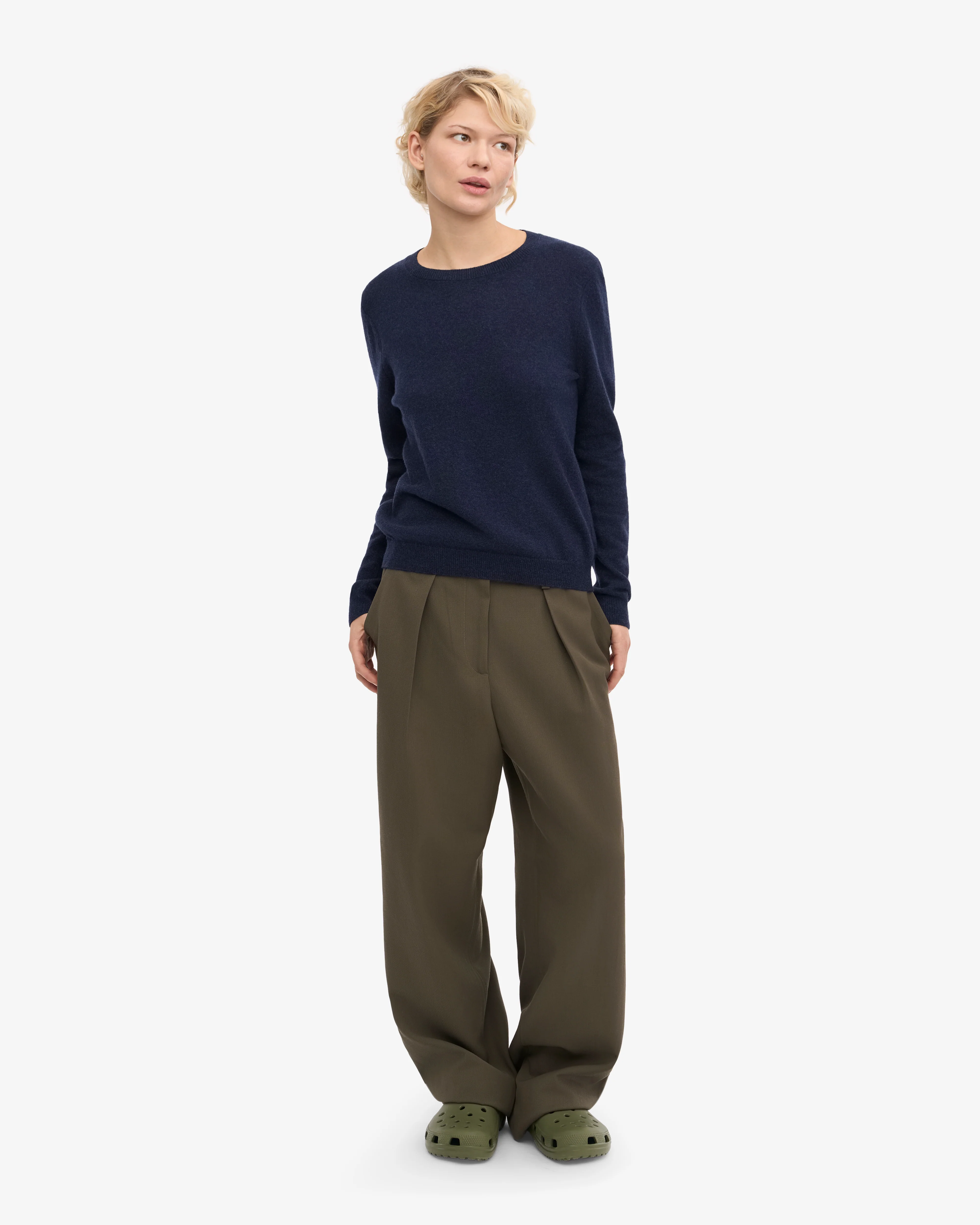 Women Light Merino Wool Crew - Marine Blue