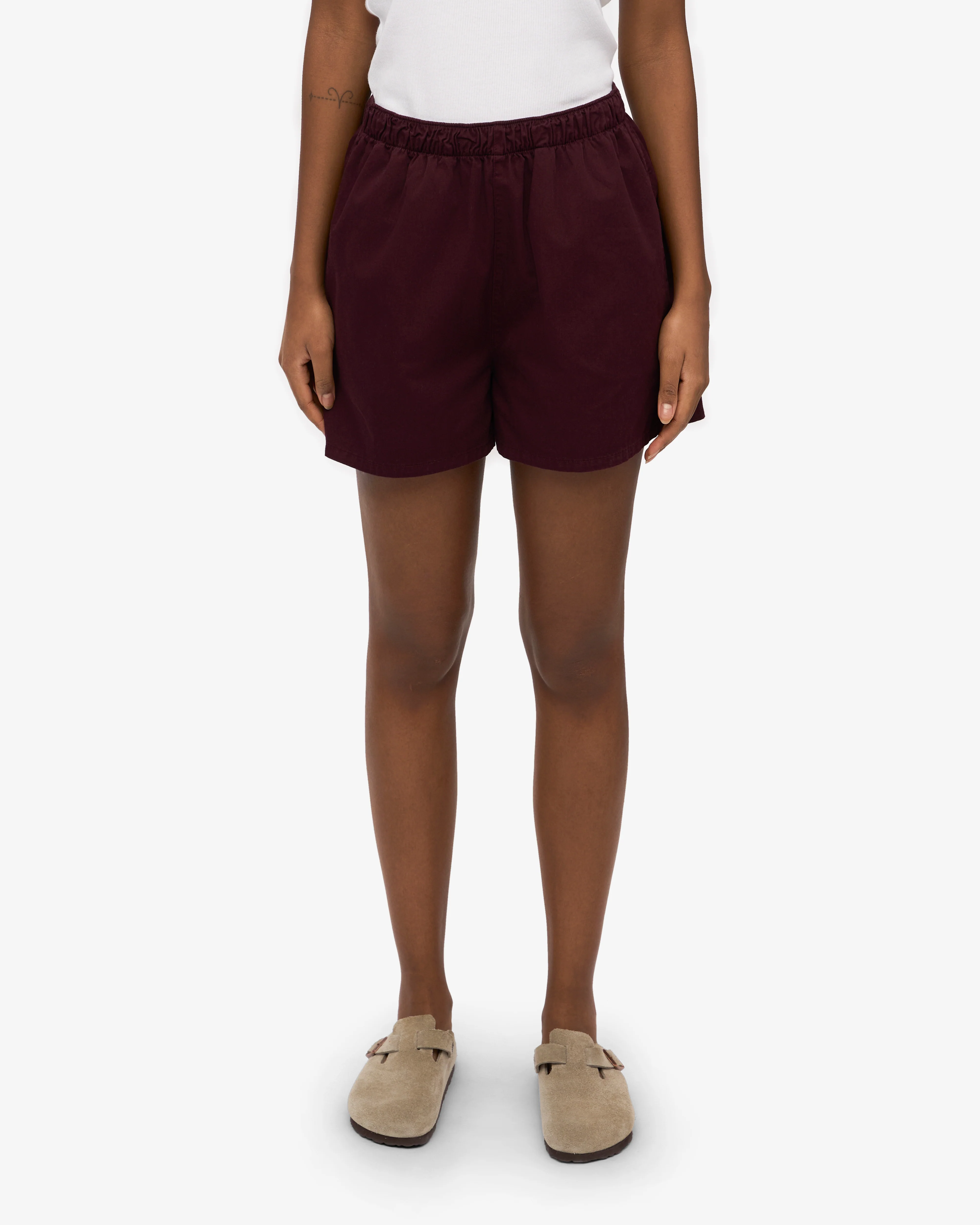 Women Organic Twill Shorts - Oxblood Red