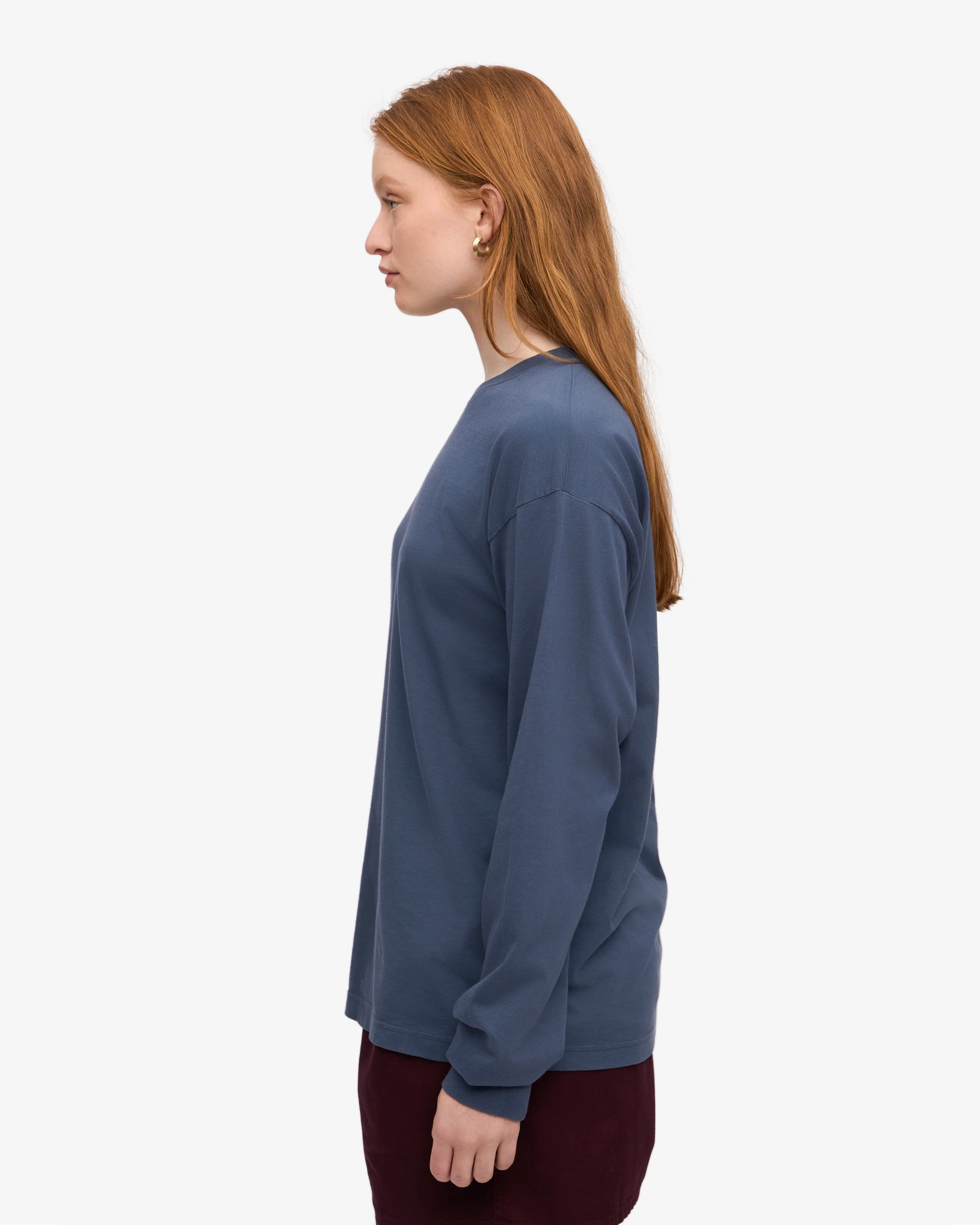 Oversized Organic LS T-Shirt - Petrol Blue