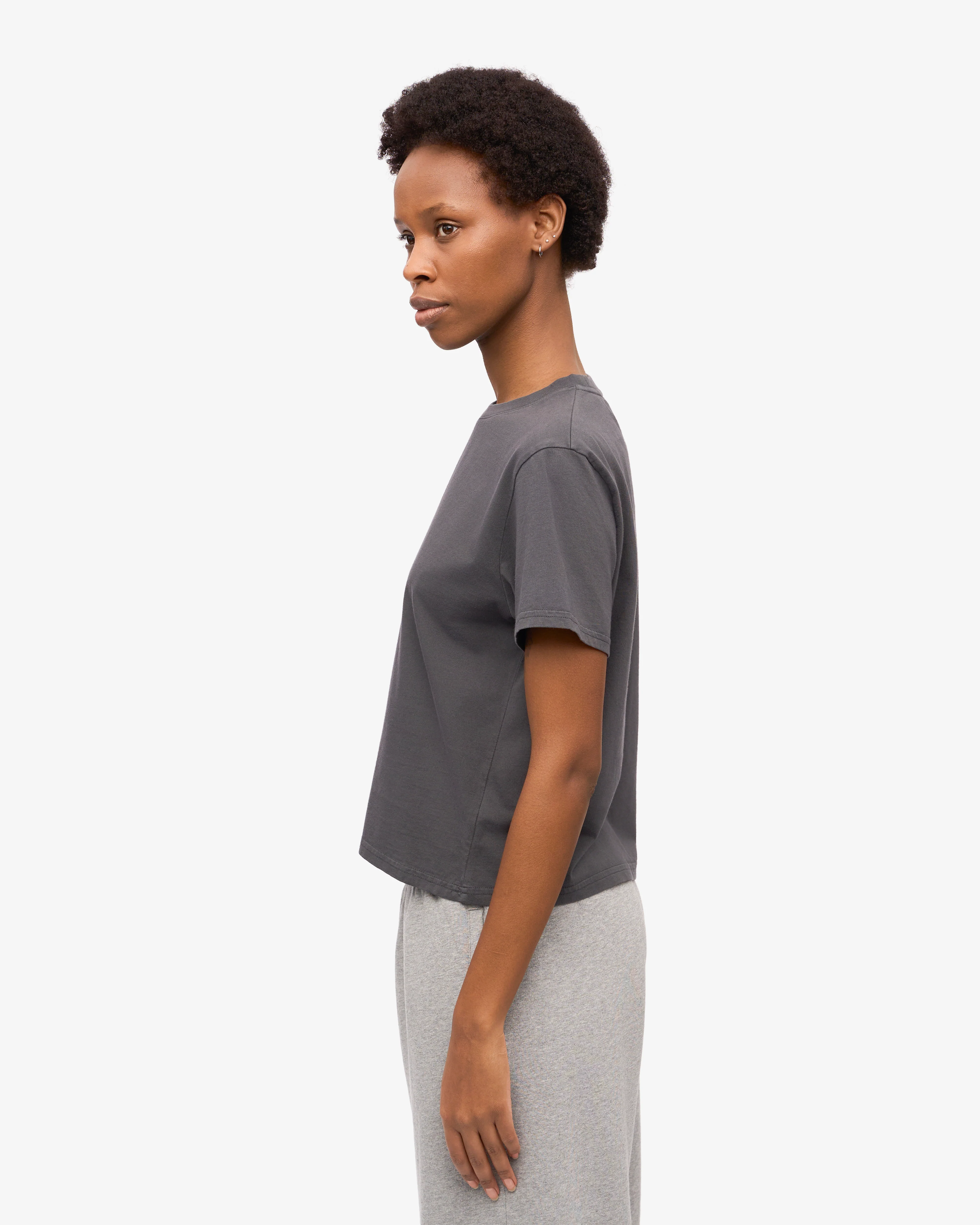 Organic Boxy Crop Tee - Lava Grey