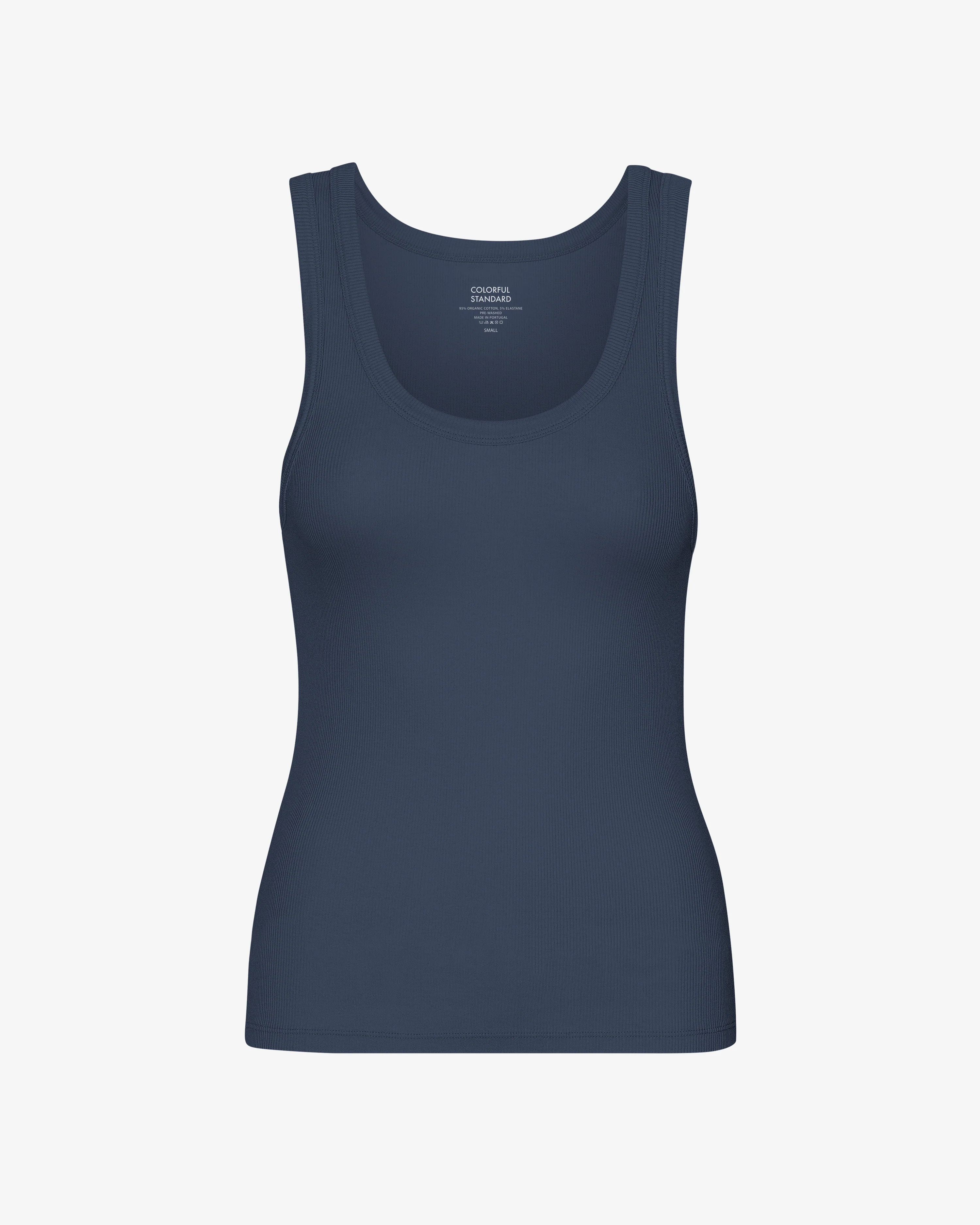 Women Organic Rib Tank Top - Petrol Blue