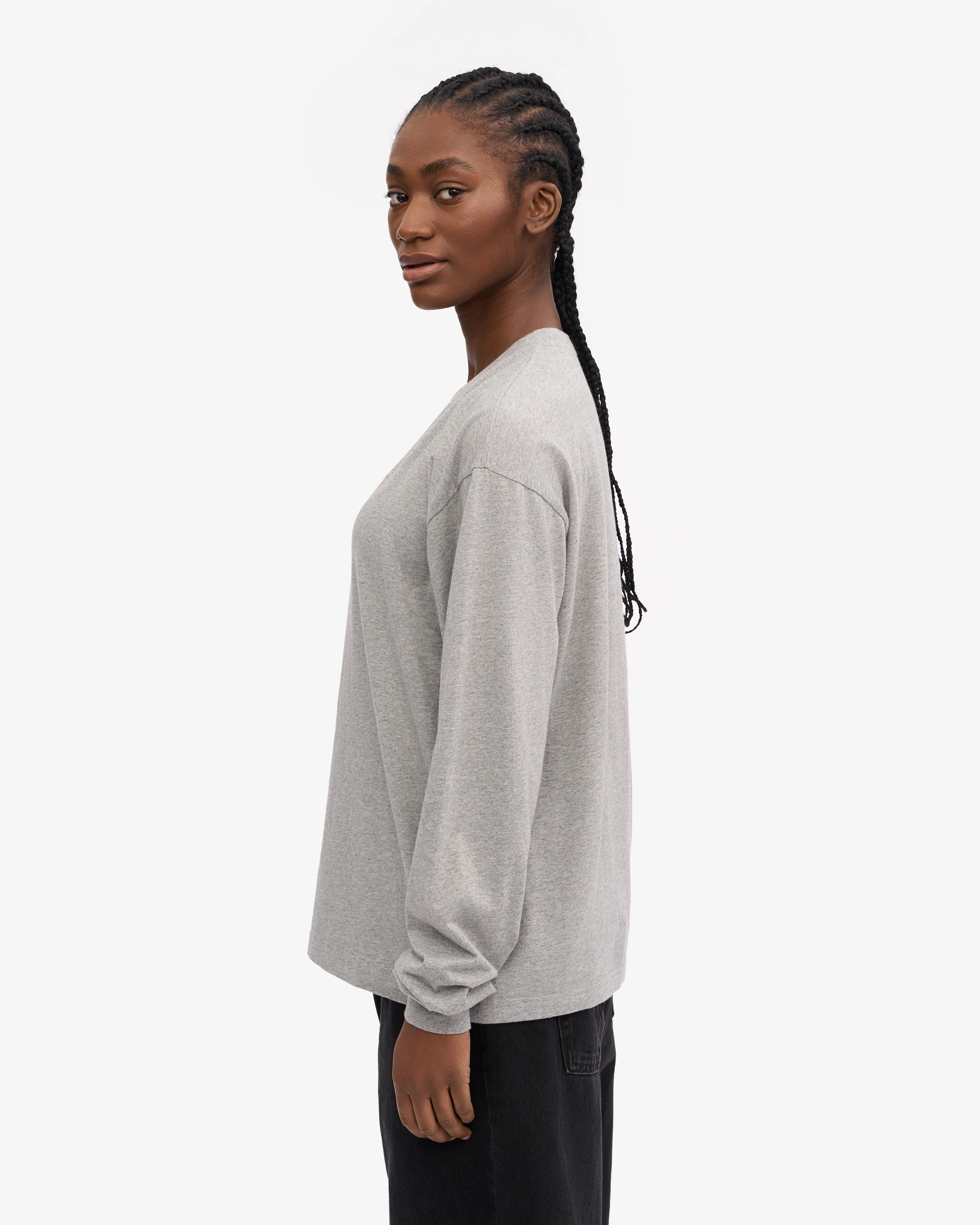 Oversized Organic LS T-Shirt - Heather Grey