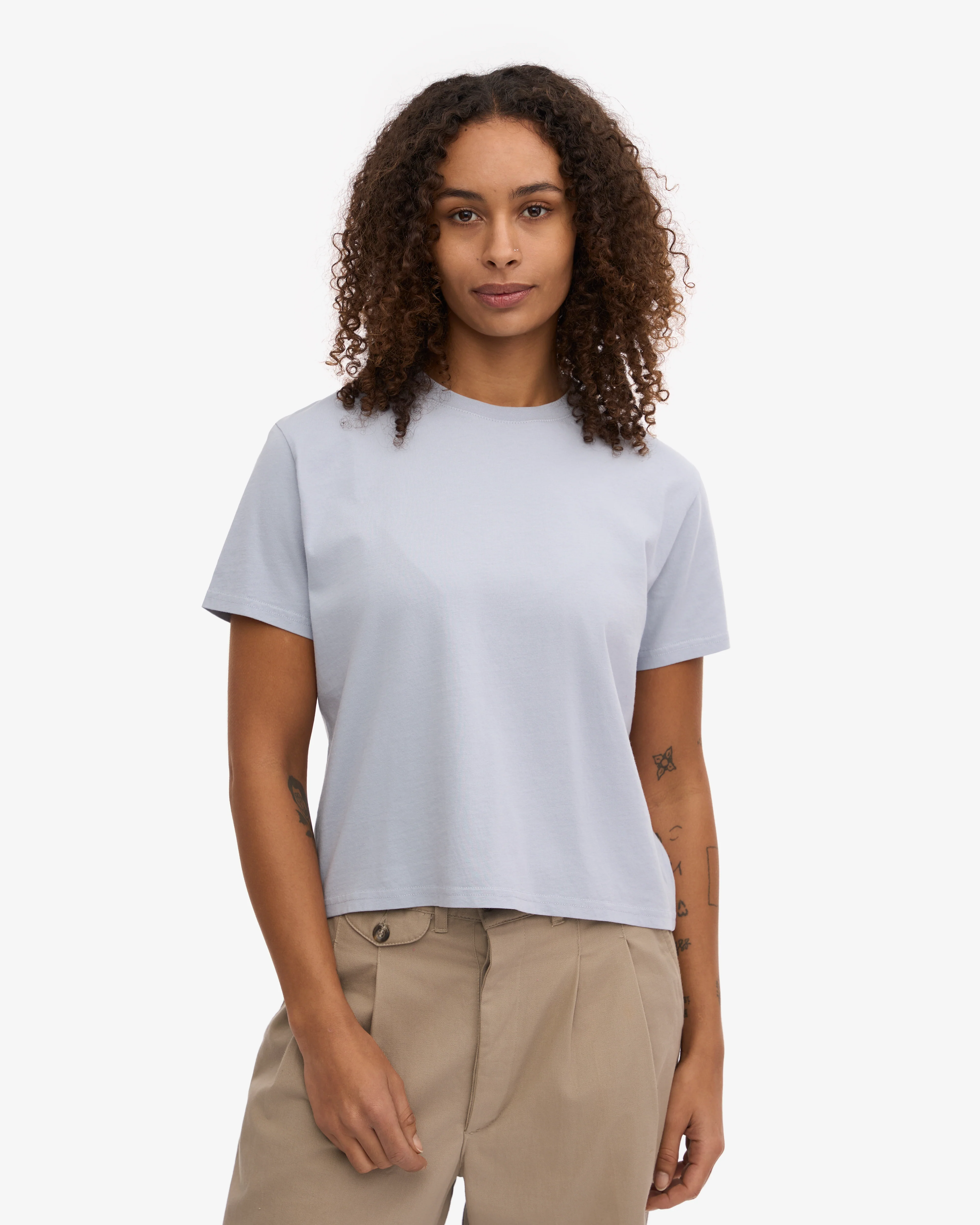 Organic Boxy Crop Tee - Polar Blue