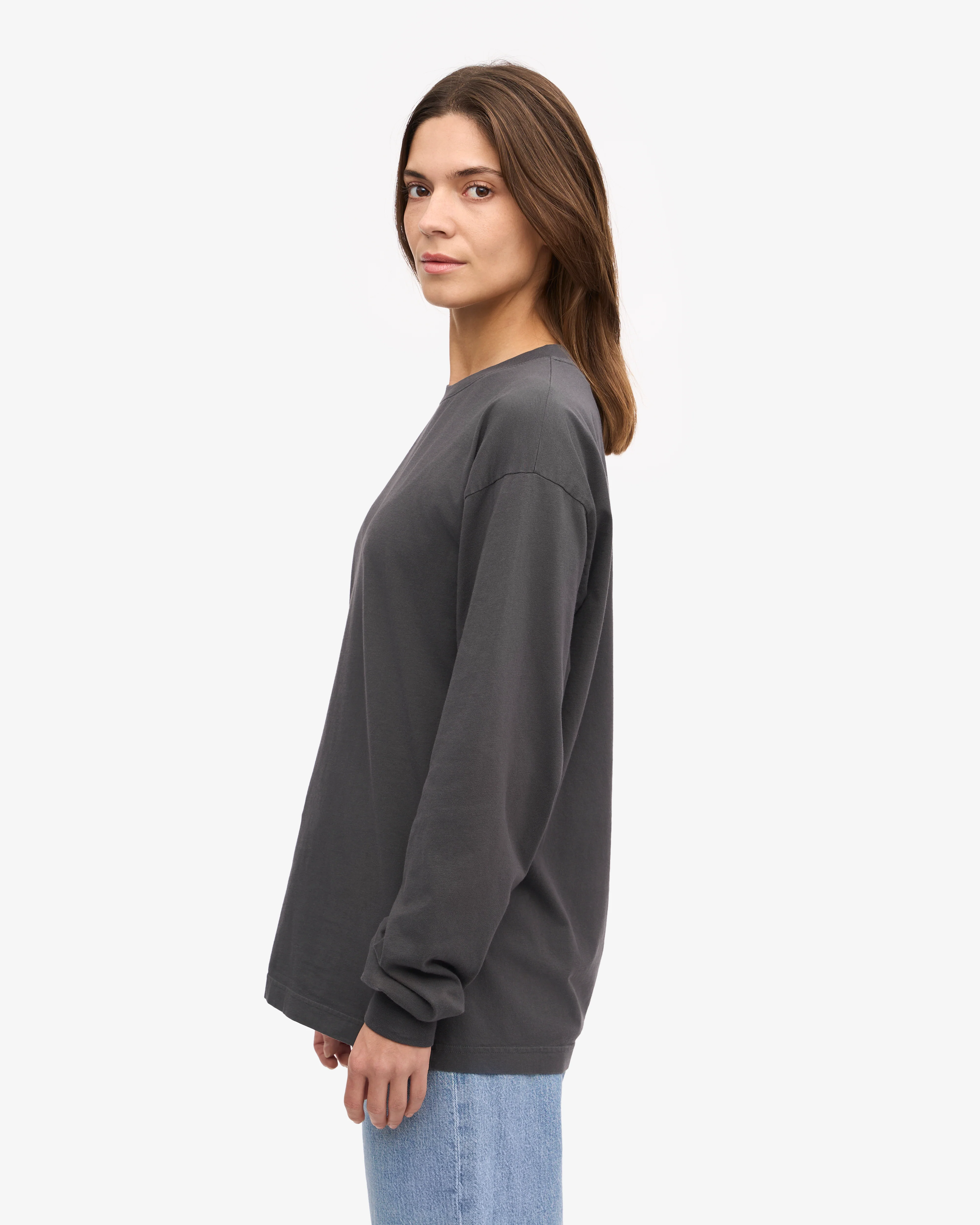 Oversized Organic LS T-Shirt - Lava Grey