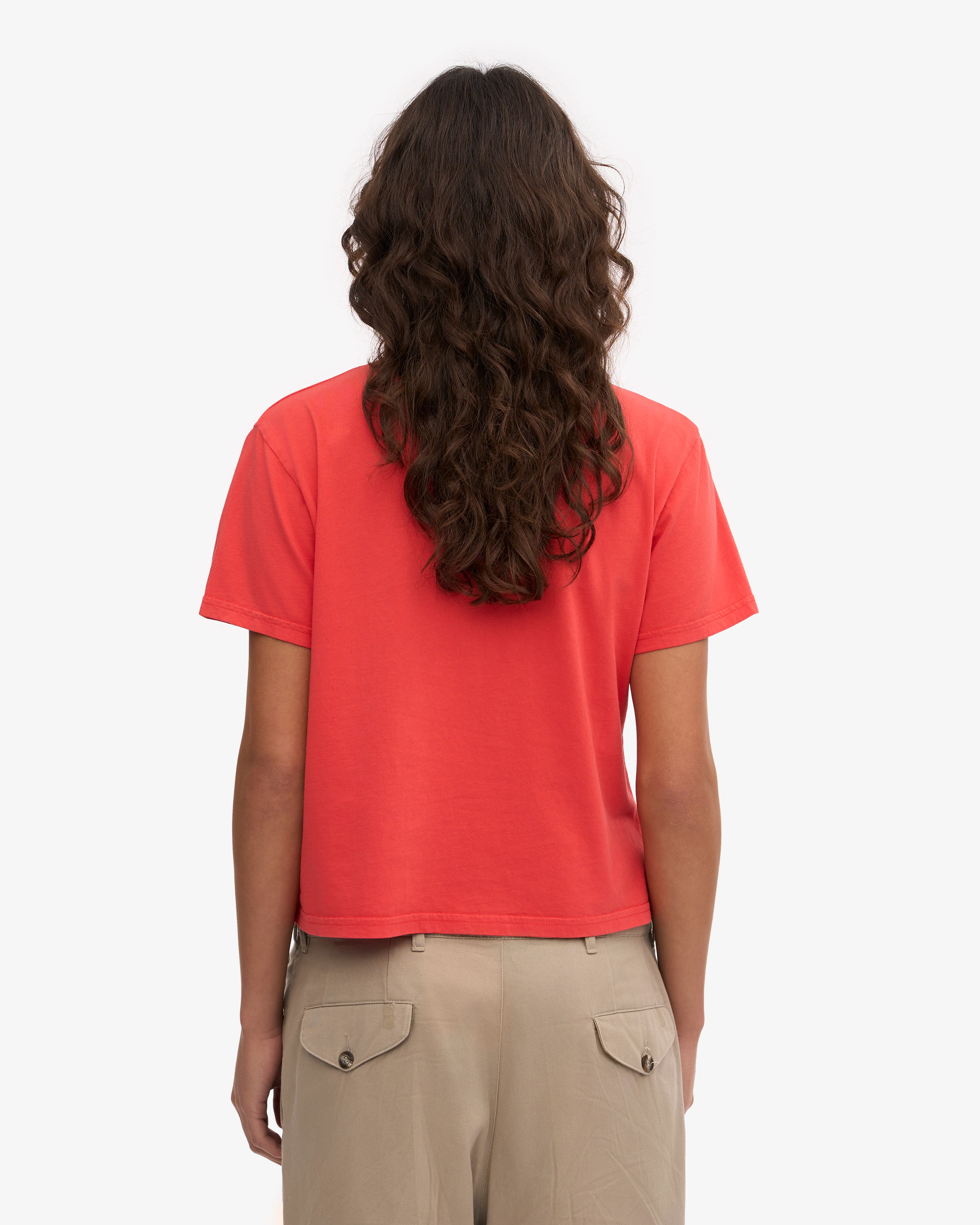 Organic Boxy Crop Tee - Red Tangerine