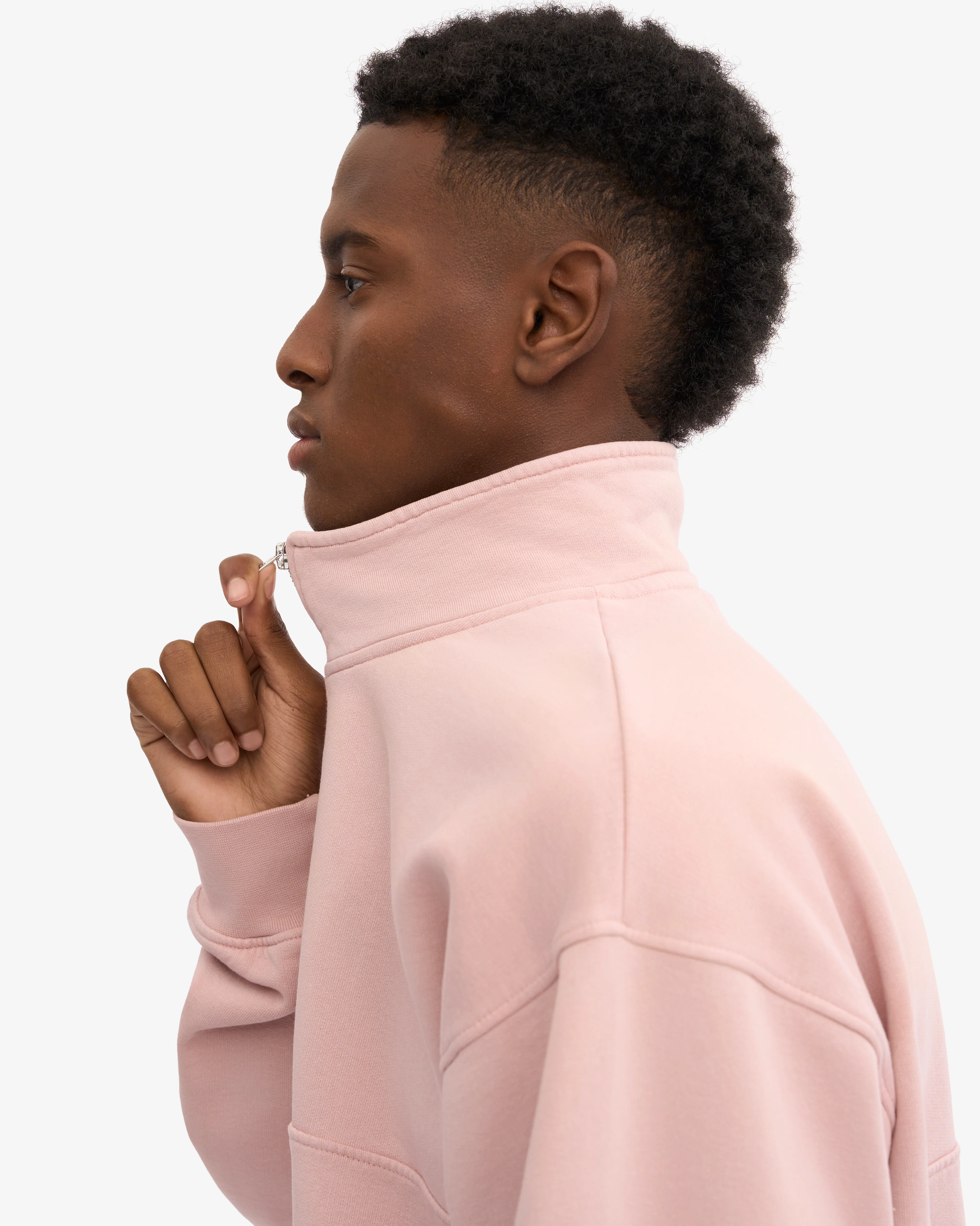 Organic Quarter Zip - Faded Pink