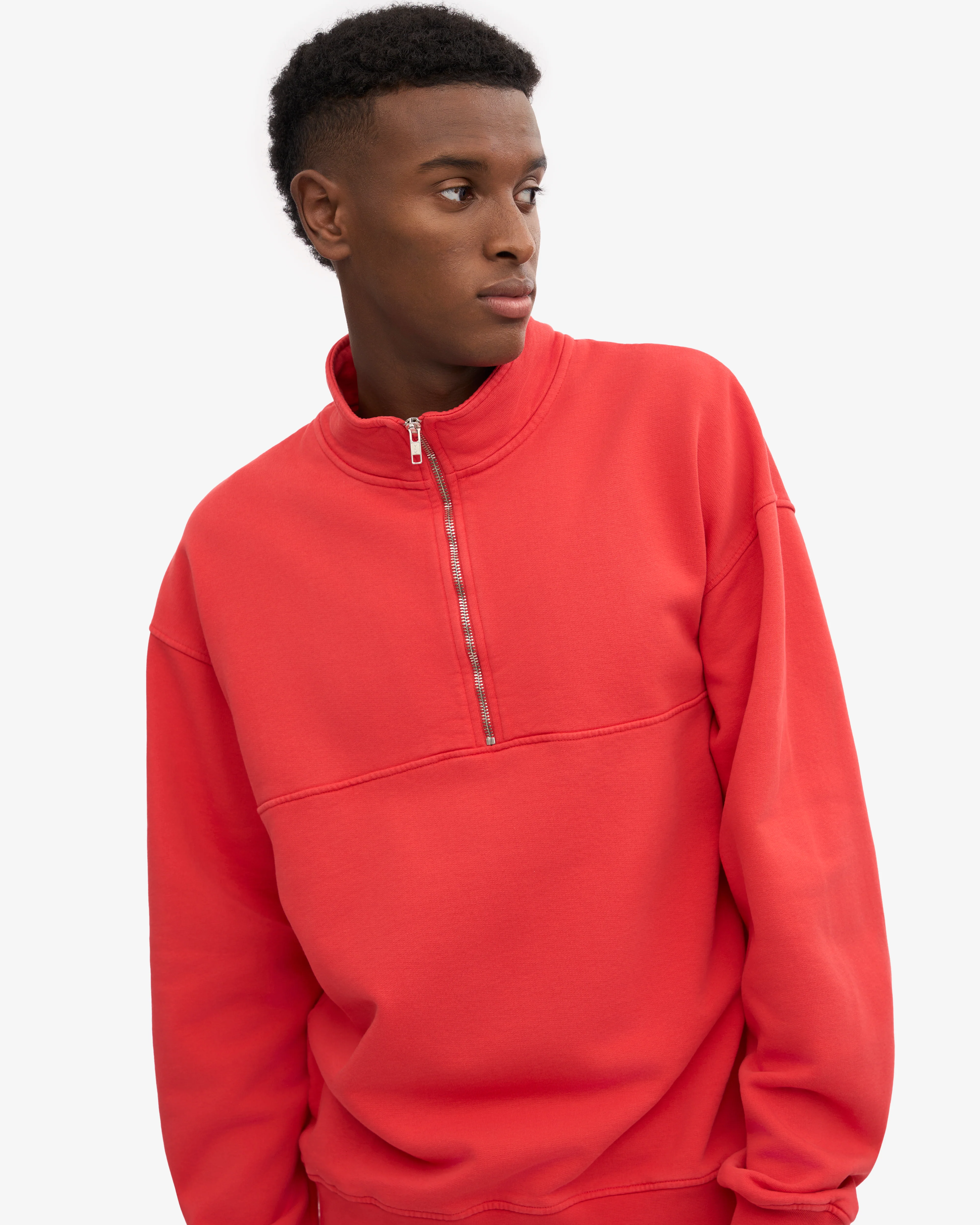 Organic Quarter Zip - Red Tangerine