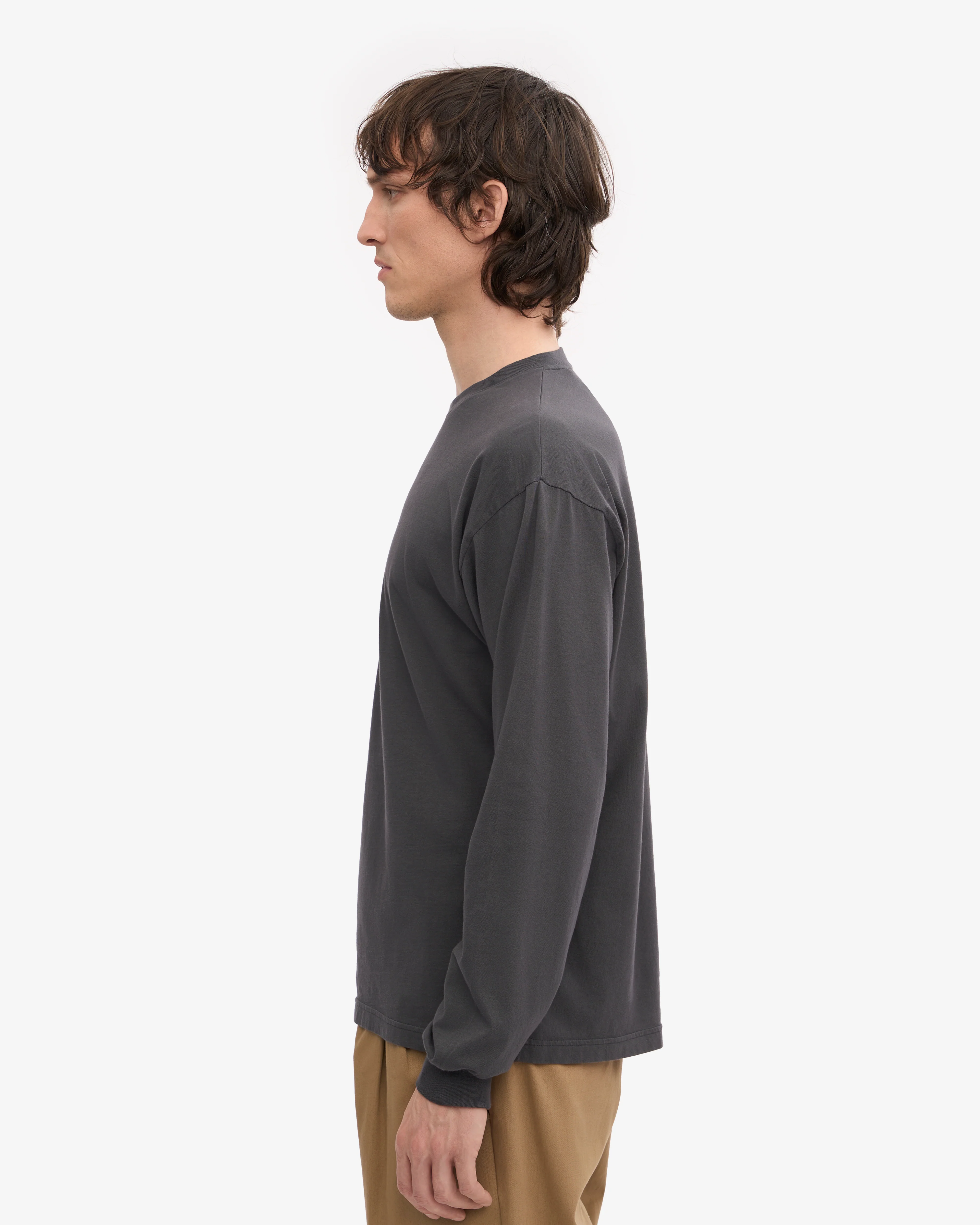 Oversized Organic LS T-Shirt - Lava Grey