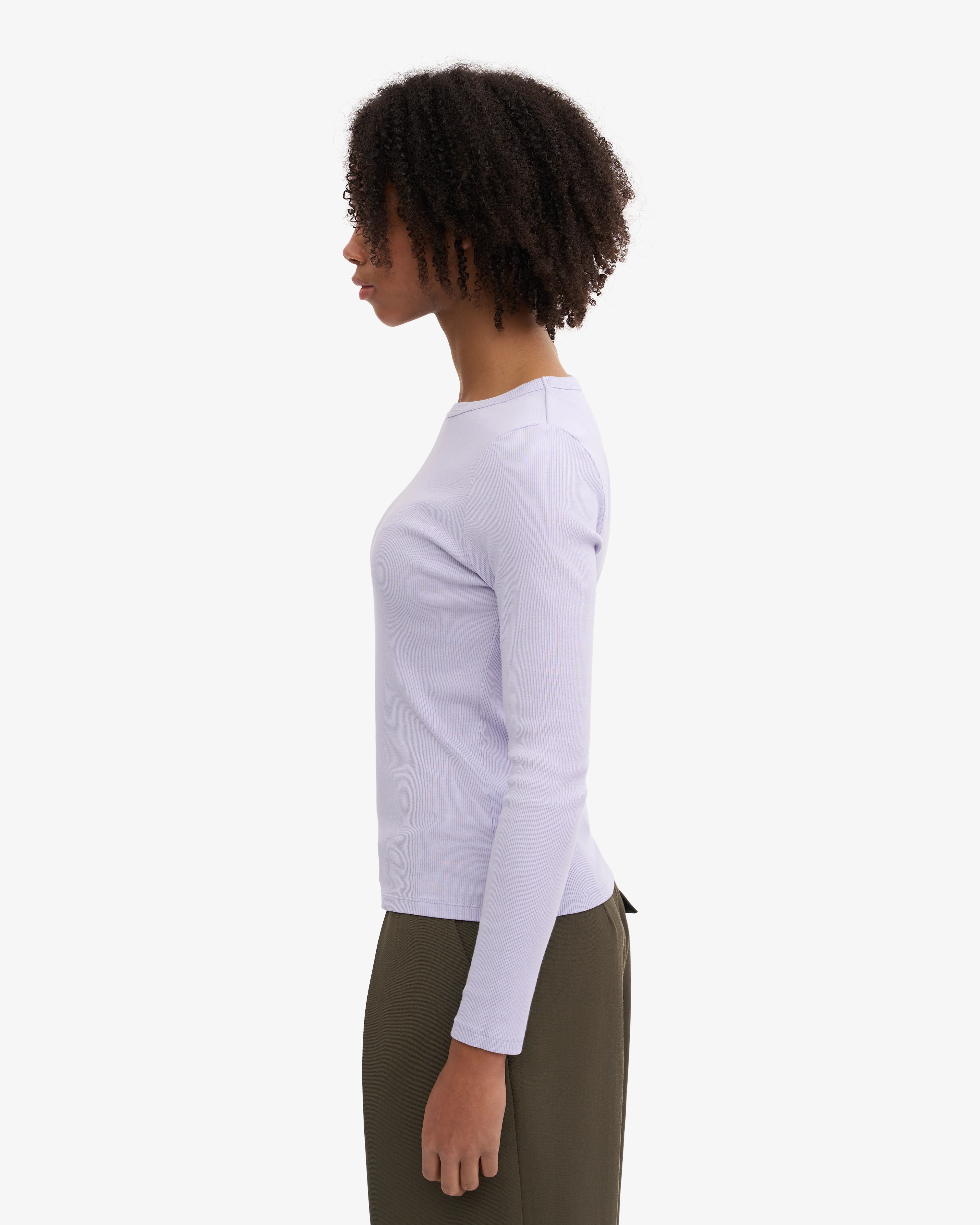 Women Organic Rib LS T-Shirt - Soft Lavender