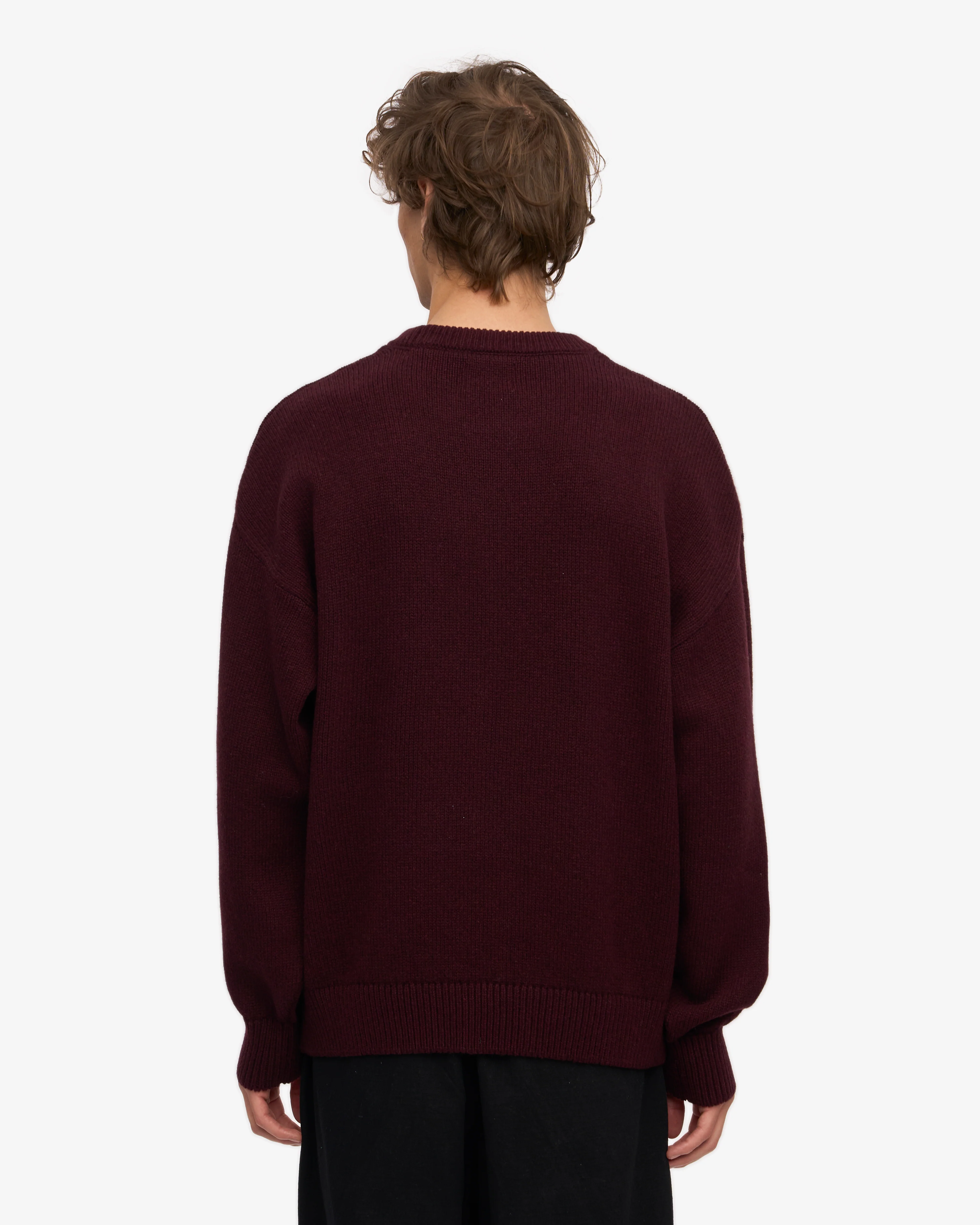 Oversized Merino Wool Crew - Oxblood Red