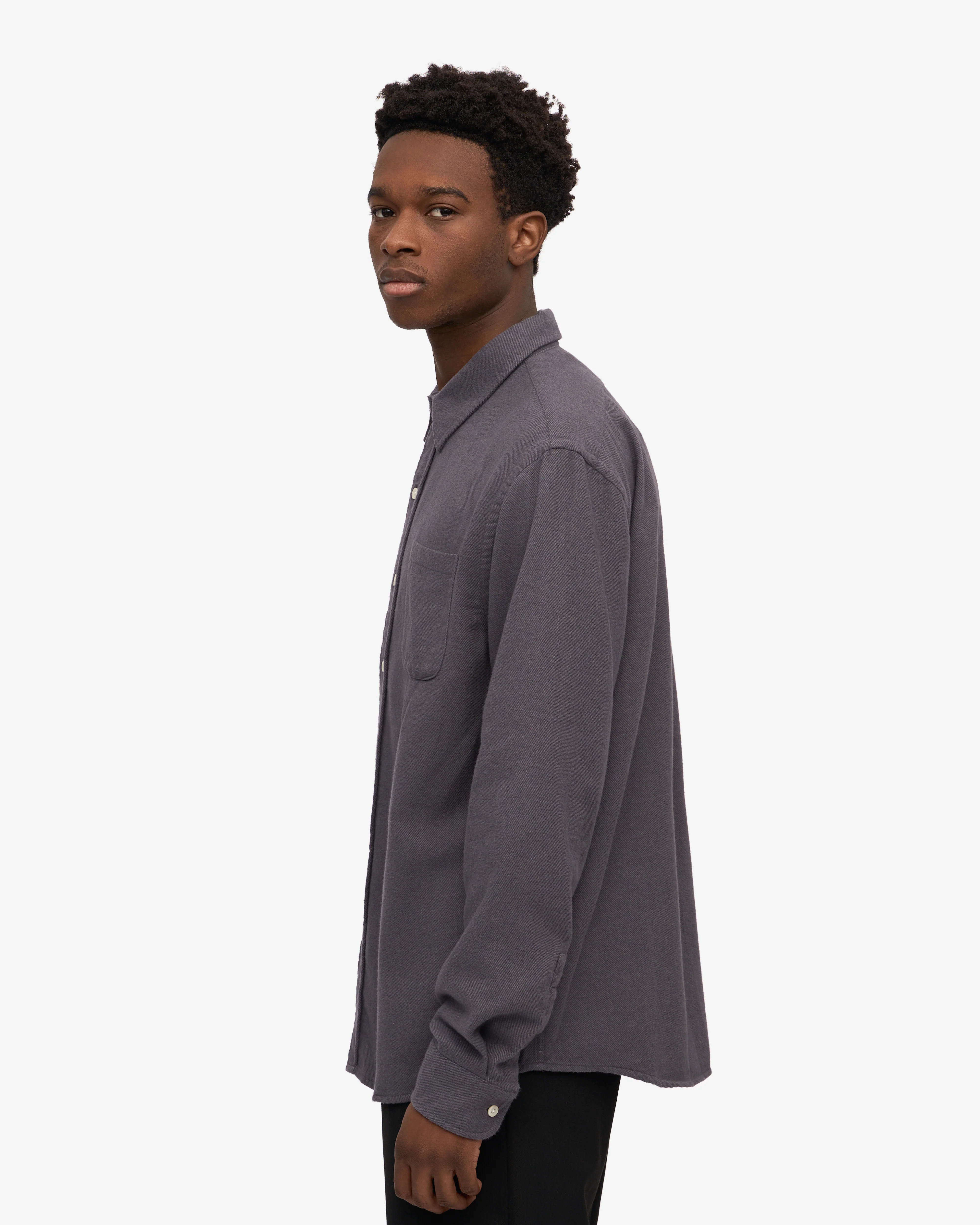 Organic Flannel Shirt - Lava Grey