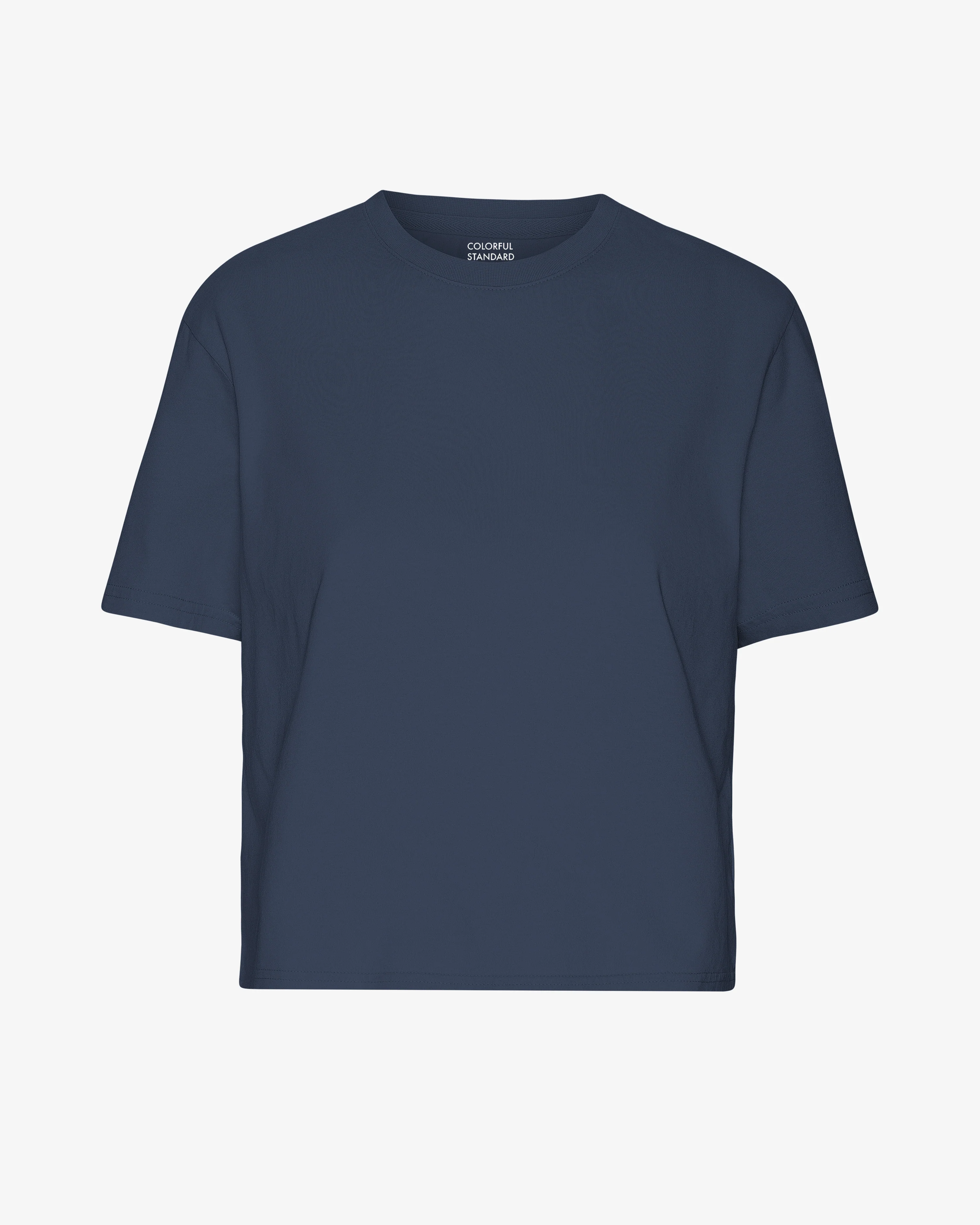 Organic Boxy Crop Tee - Petrol Blue