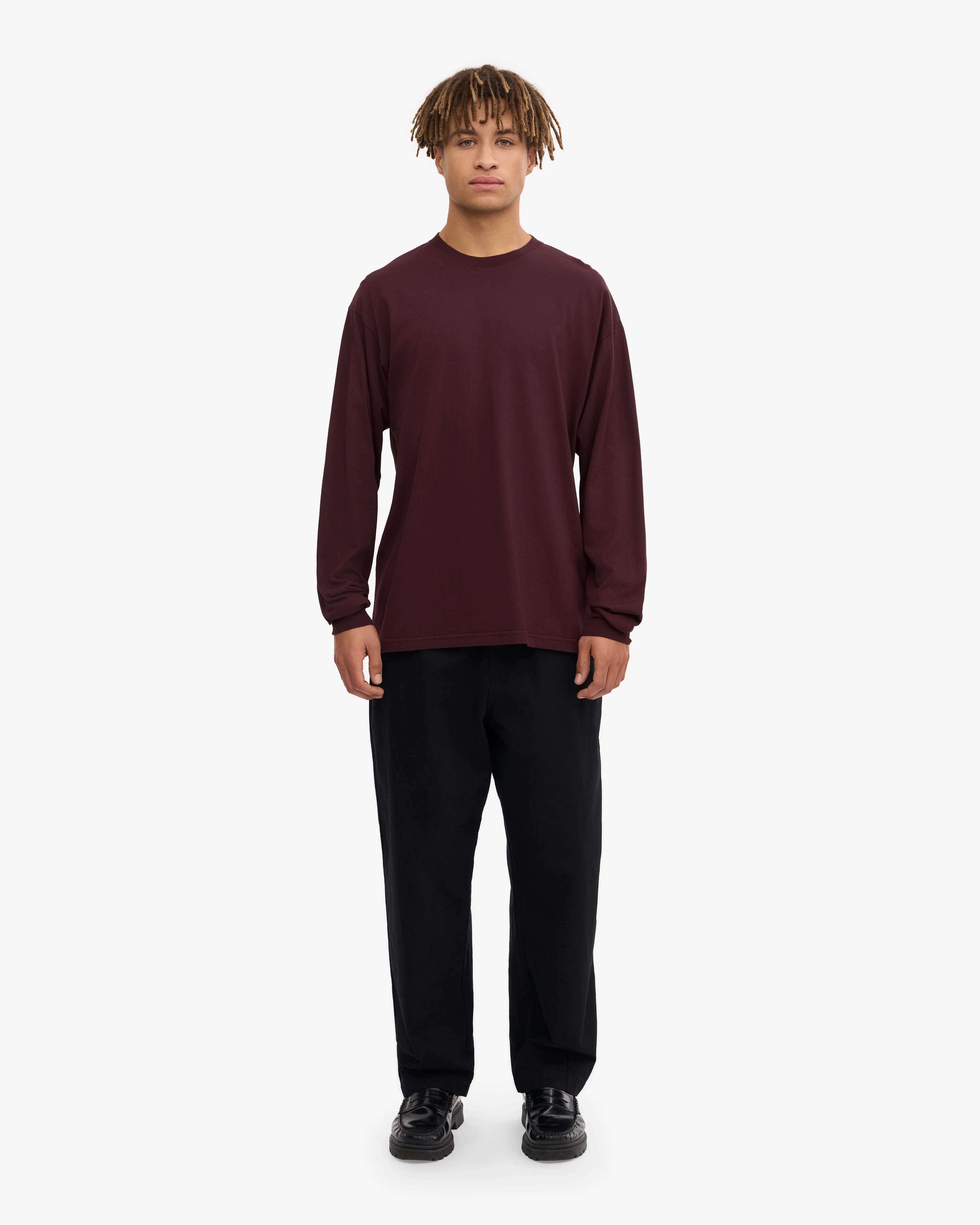 Oversized Organic LS T-Shirt - Oxblood Red