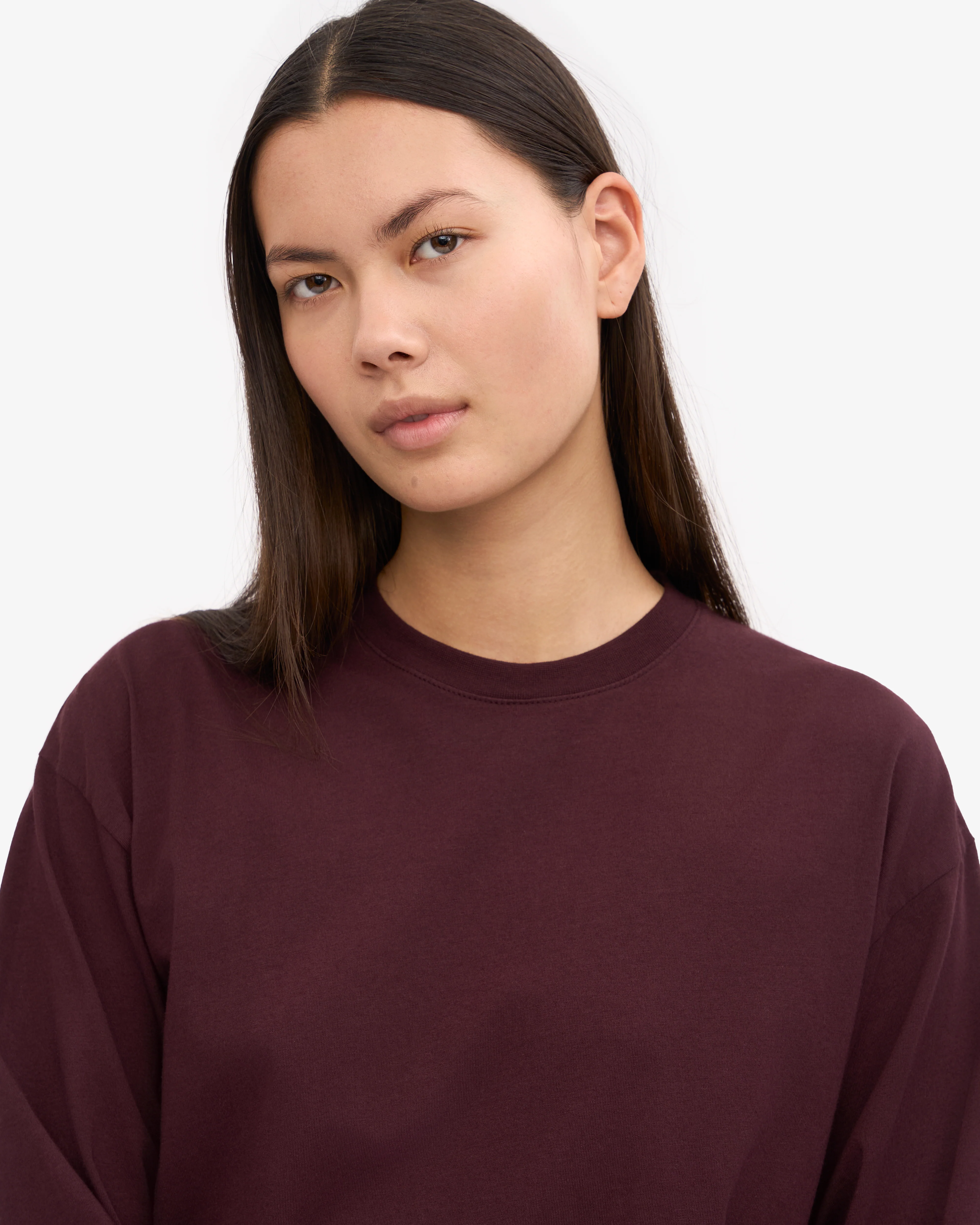 Oversized Organic LS T-Shirt - Oxblood Red