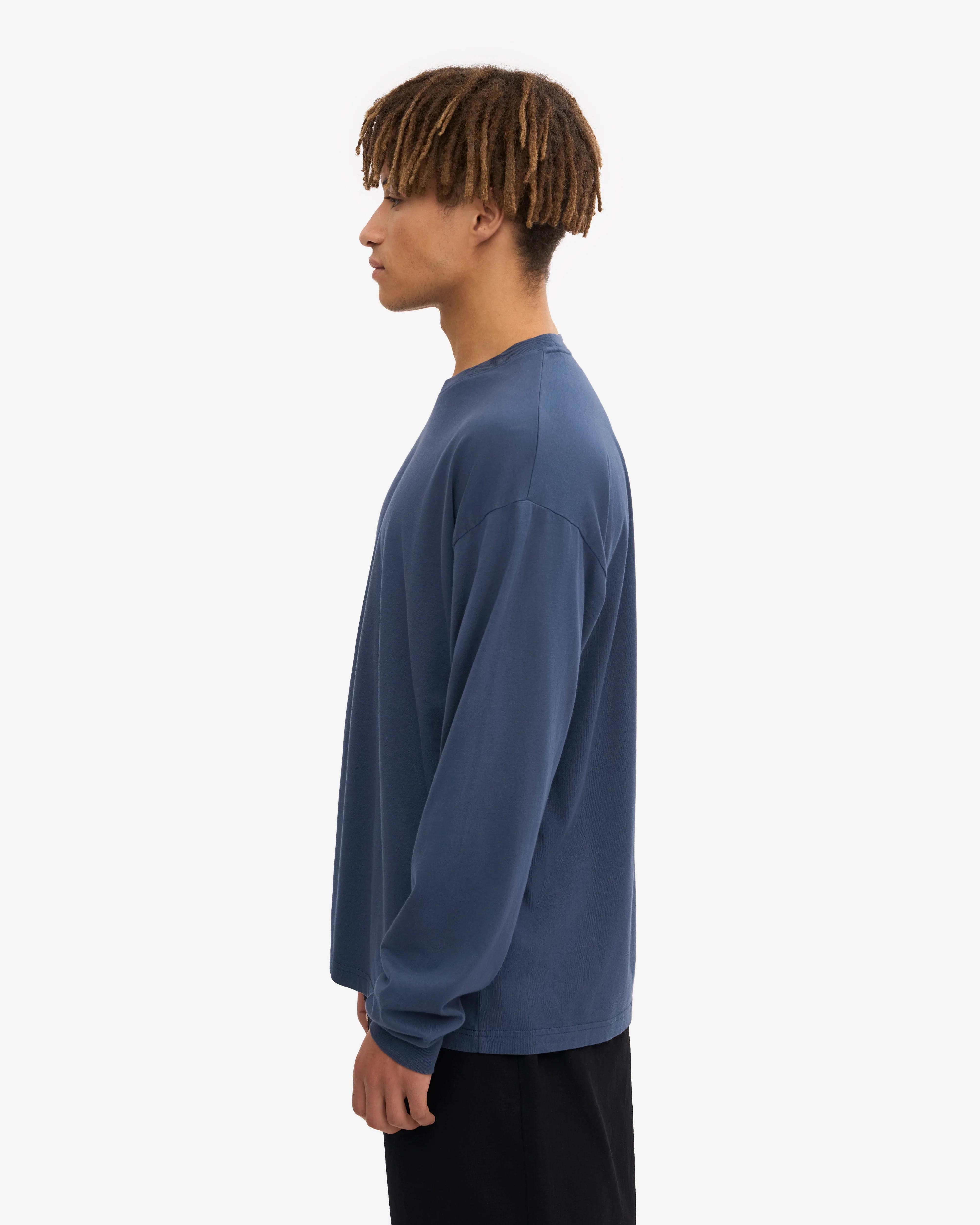 Oversized Organic LS T-Shirt - Petrol Blue