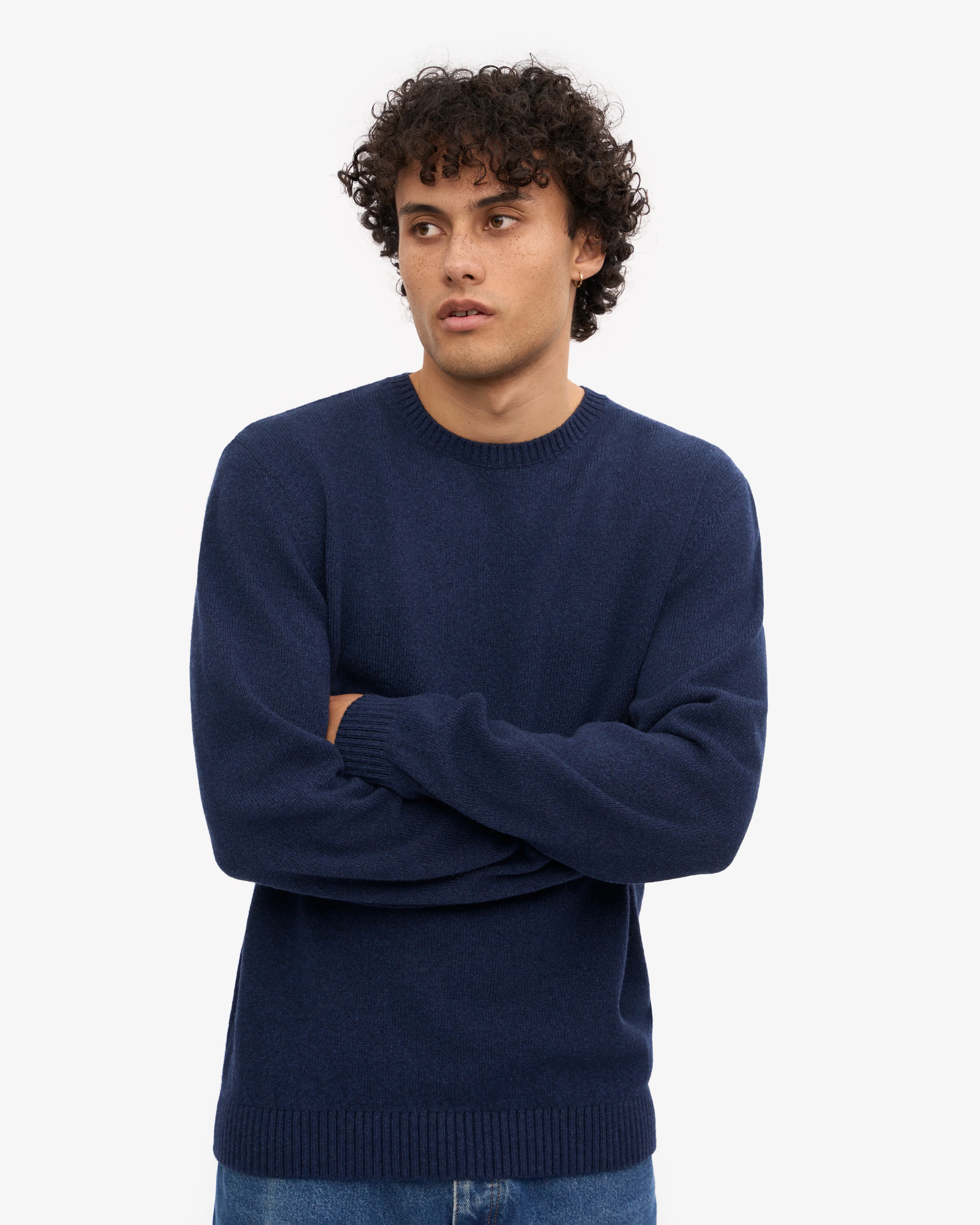 Classic Merino Wool Crew - Marine Blue