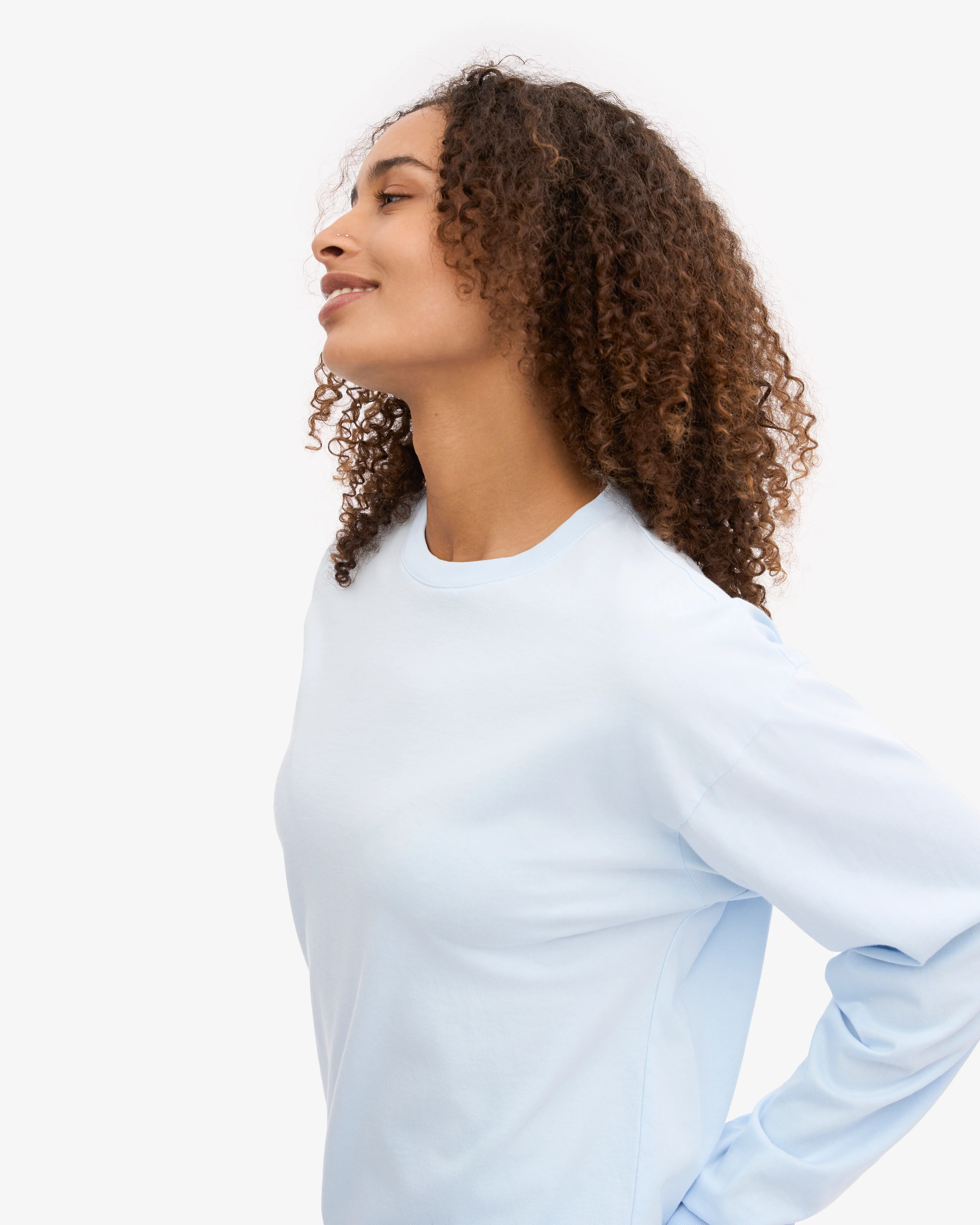 Oversized Organic LS T-Shirt - Polar Blue