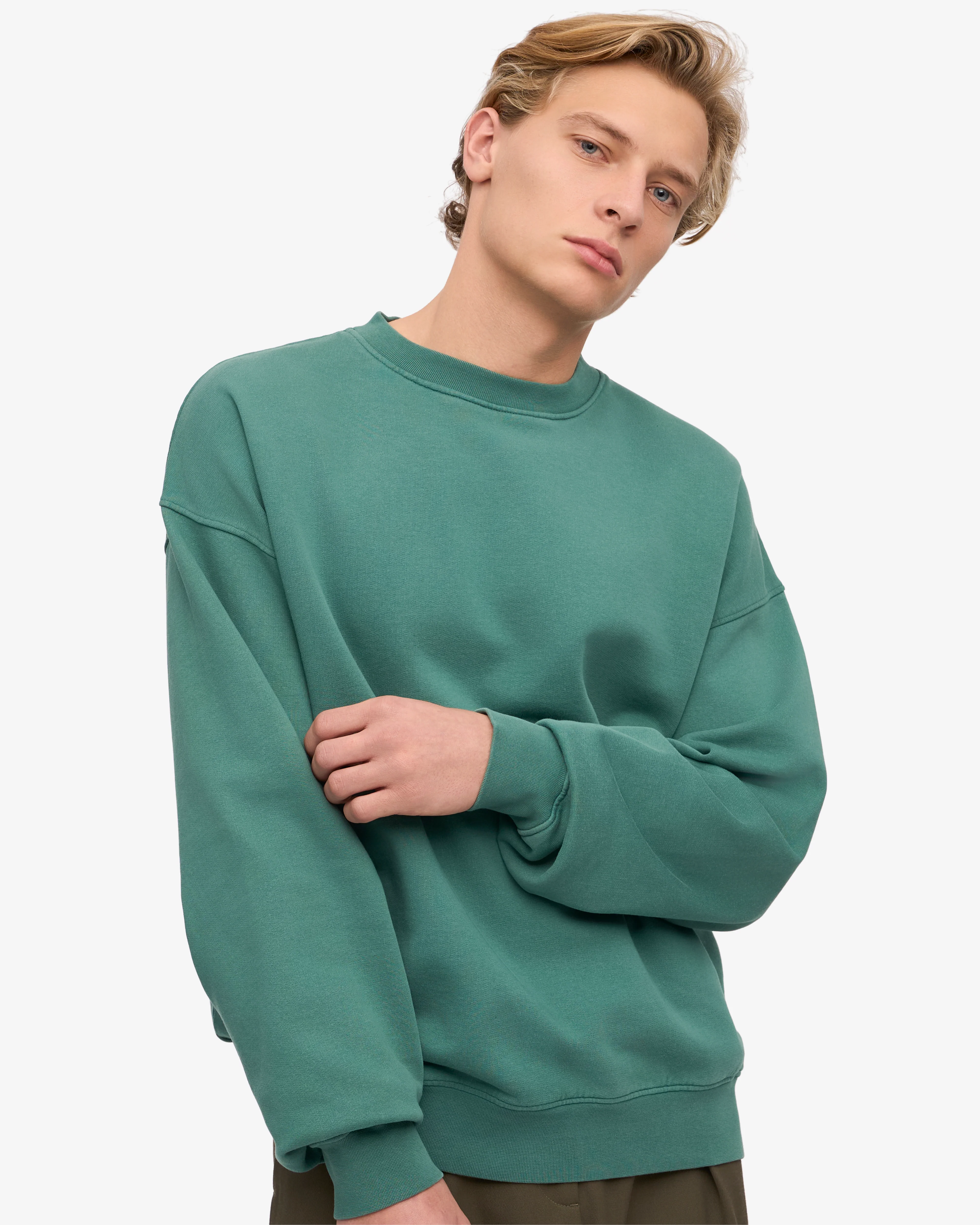 Organic Oversized Crew - Pine Green