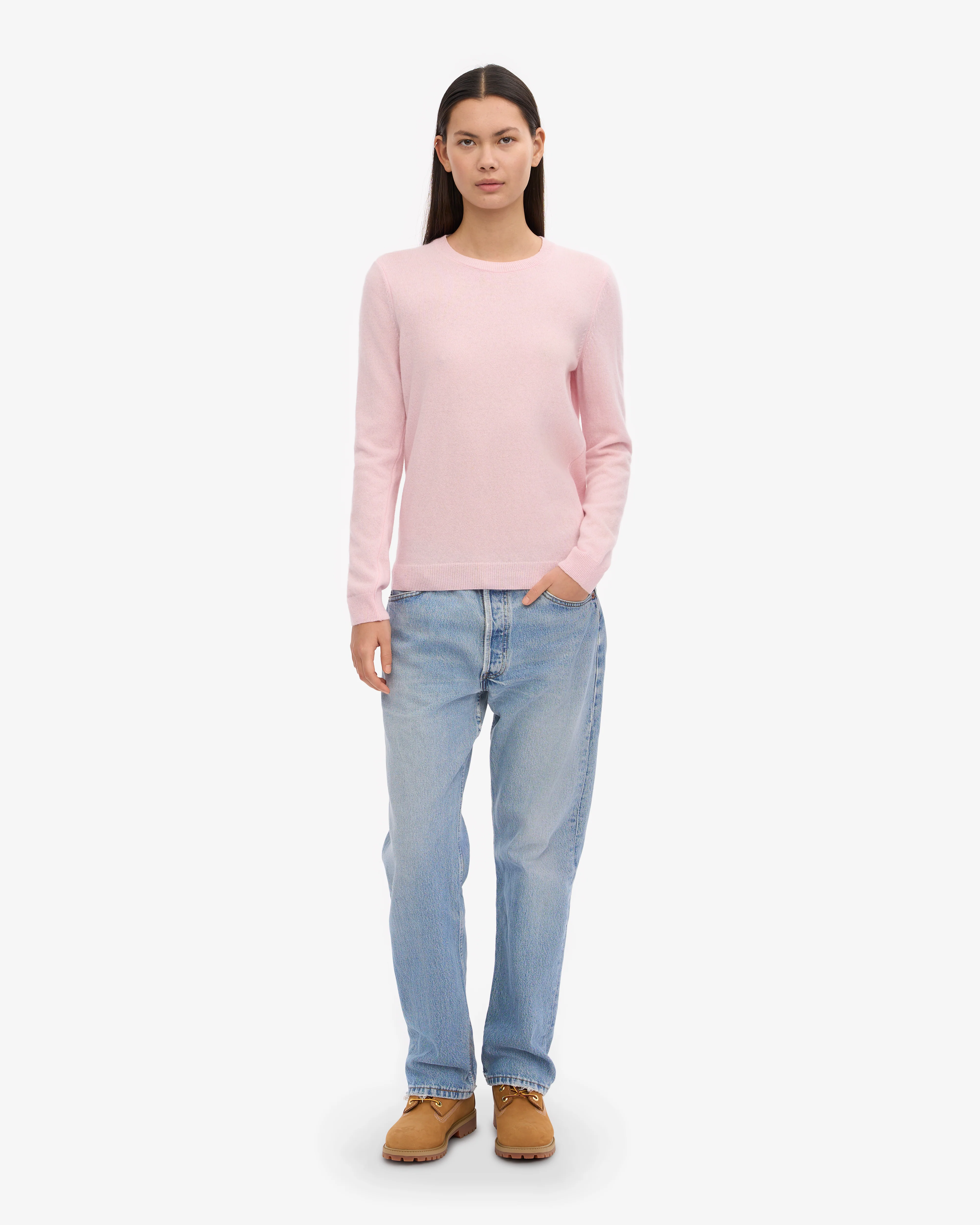 Women Light Merino Wool Crew - Faded Pink