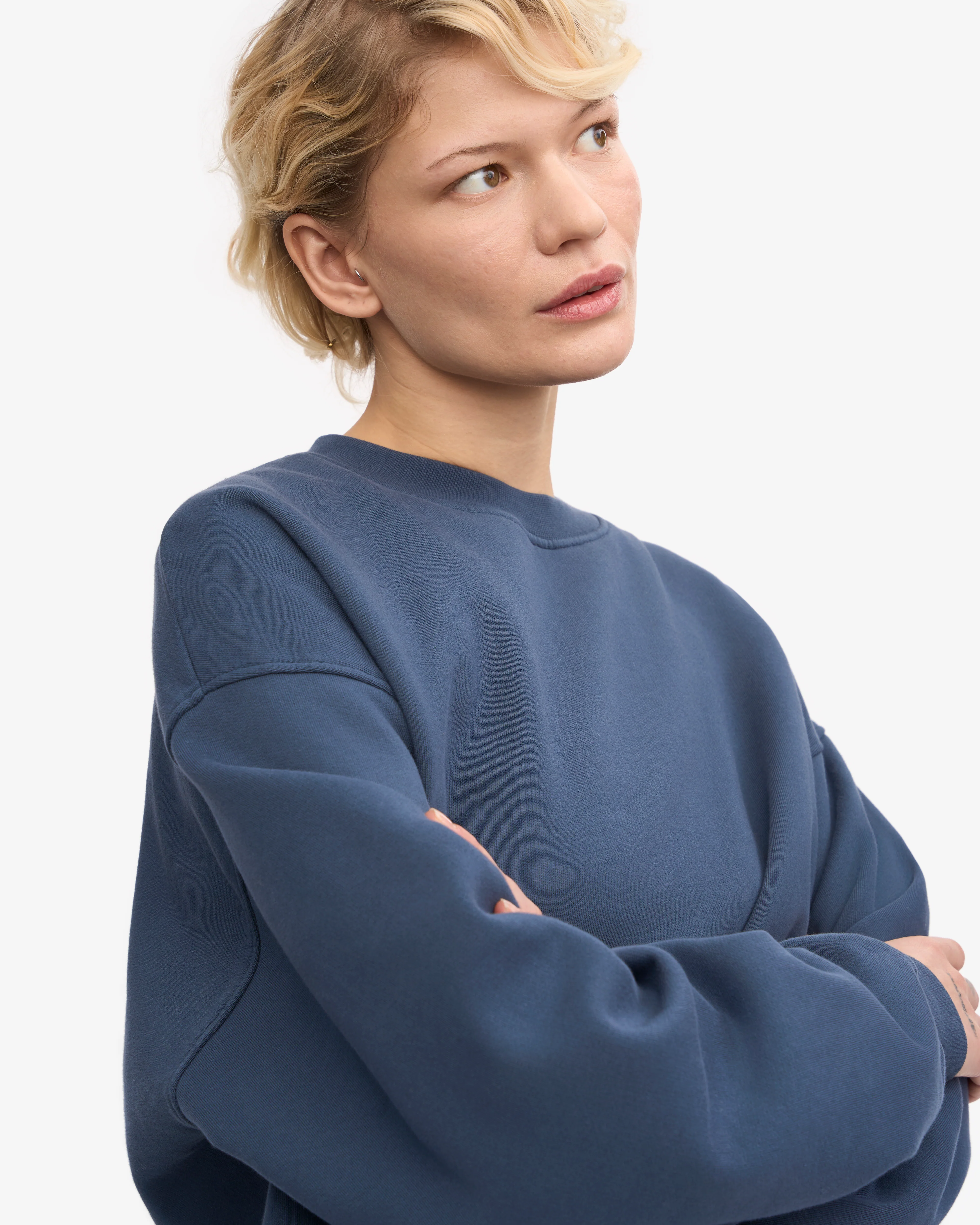 Organic Oversized Crew - Petrol Blue