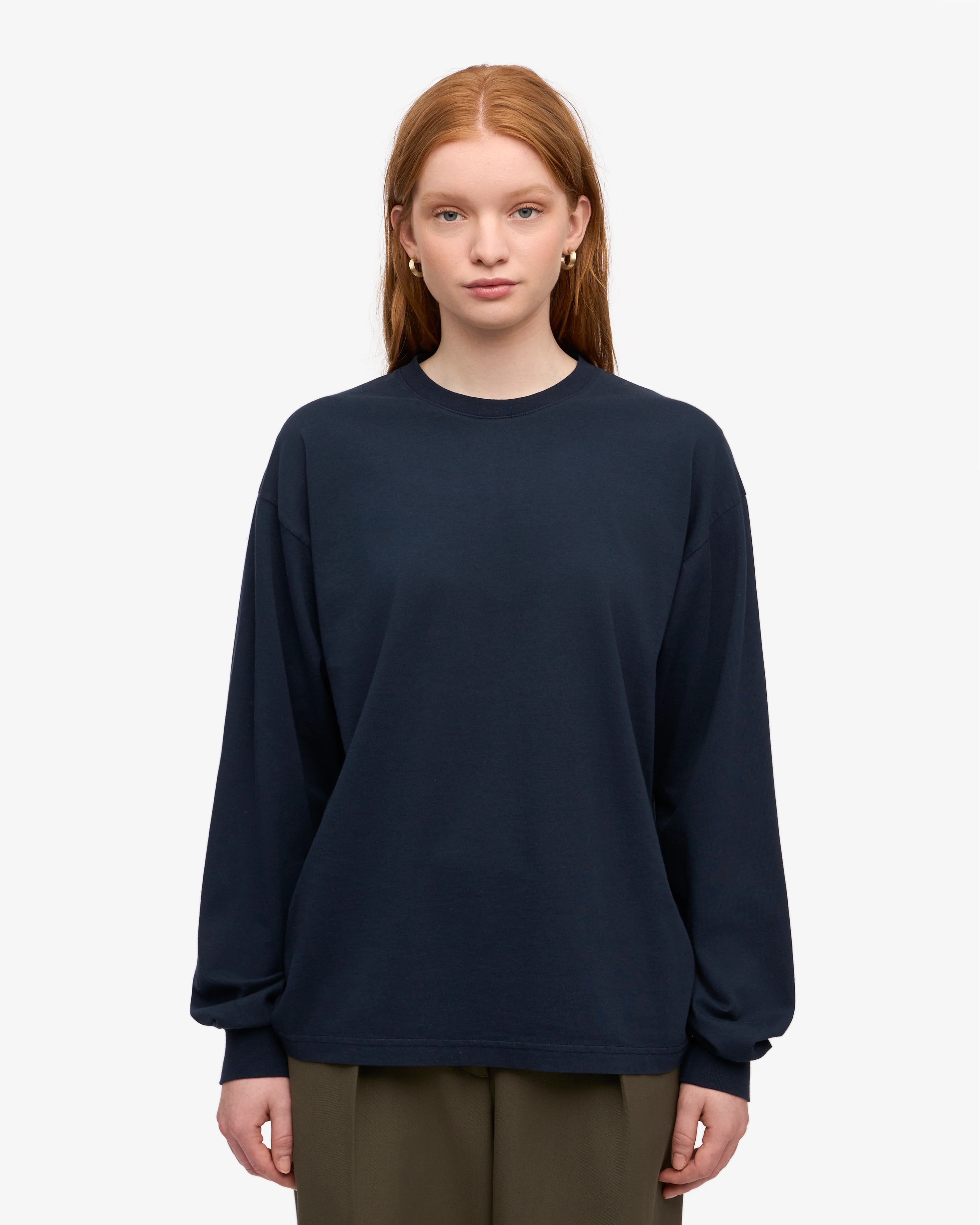 Oversized Organic LS T-Shirt - Navy Blue