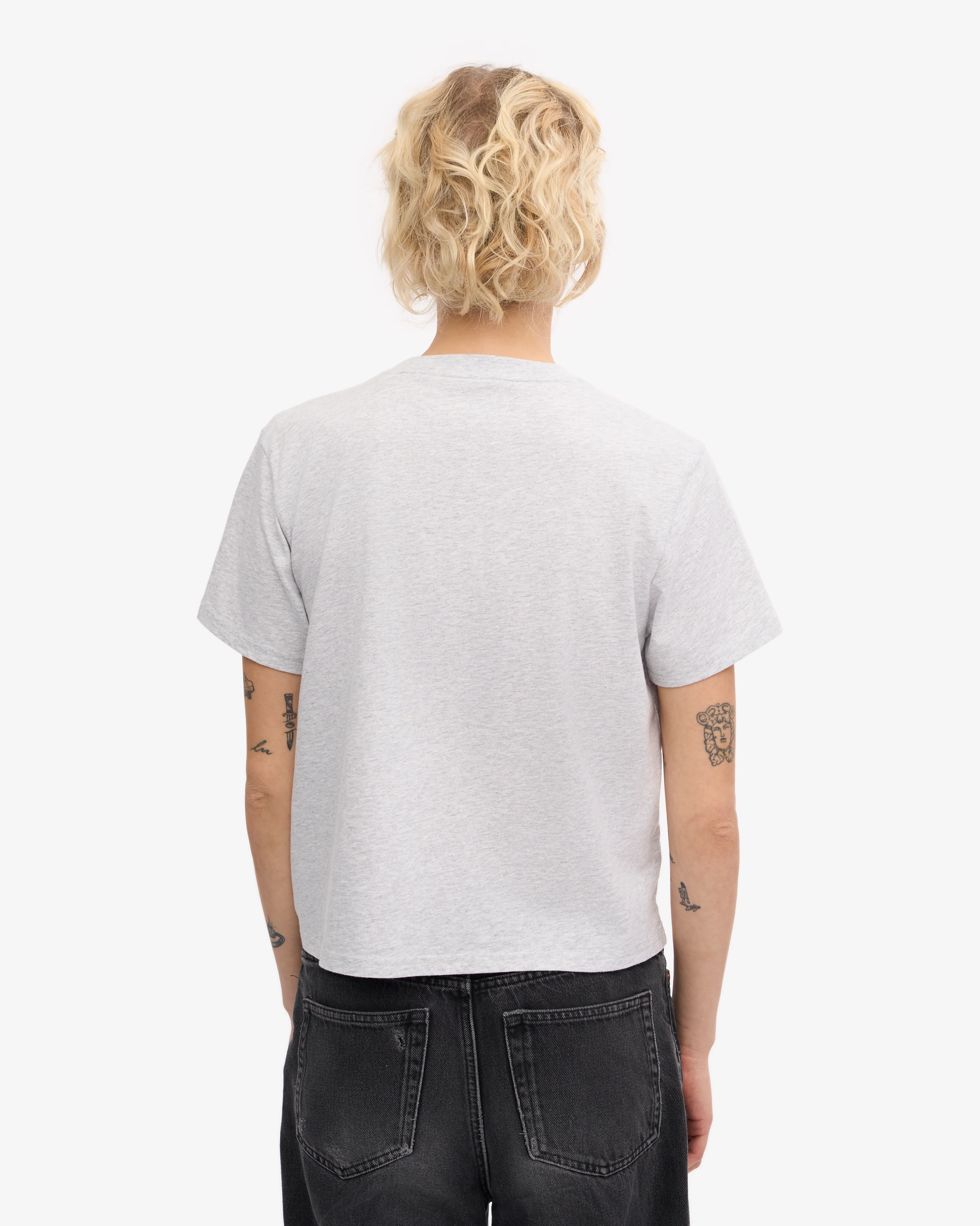 Organic Boxy Crop Tee - Snow Melange