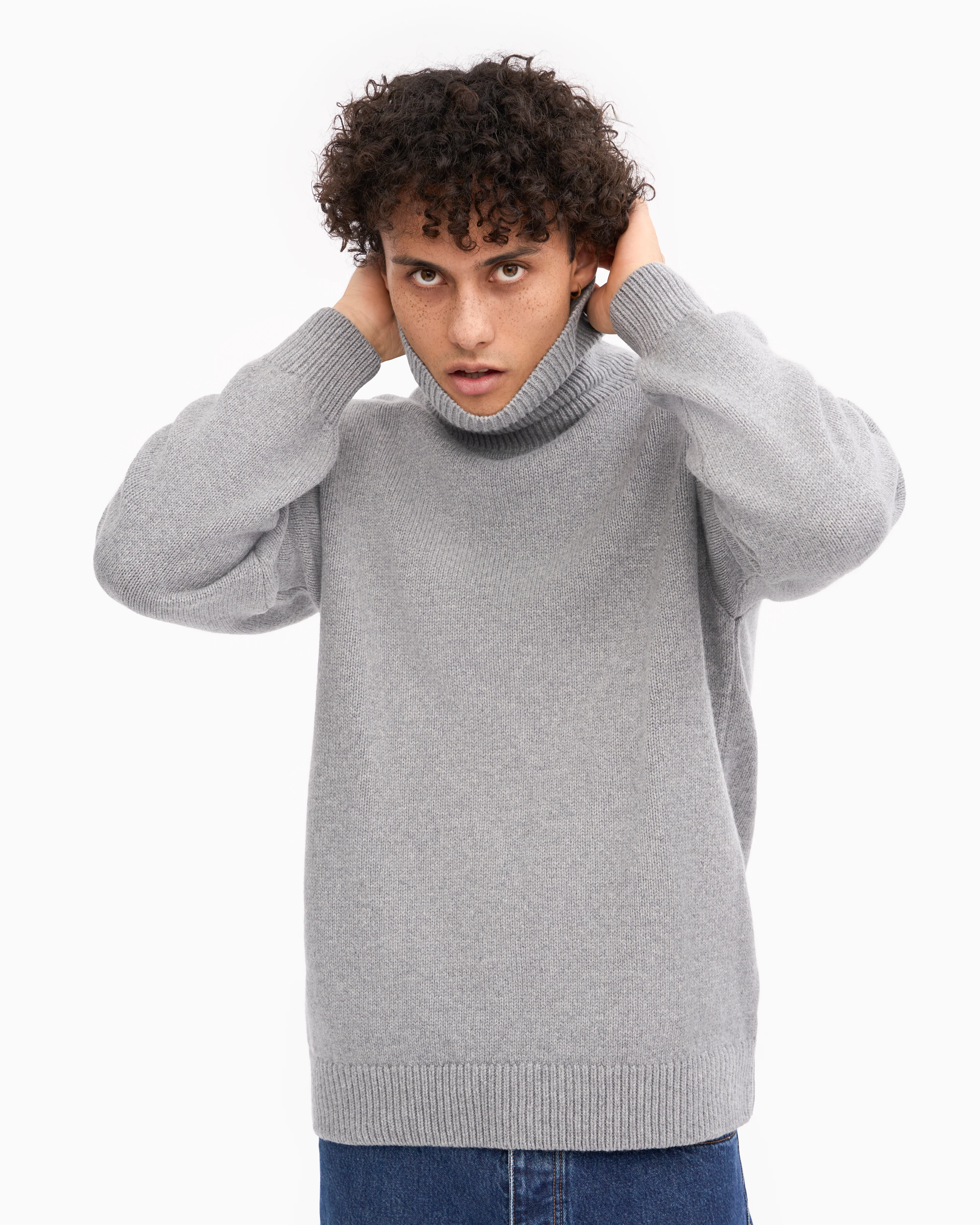 Merino Wool Turtleneck - Heather Grey
