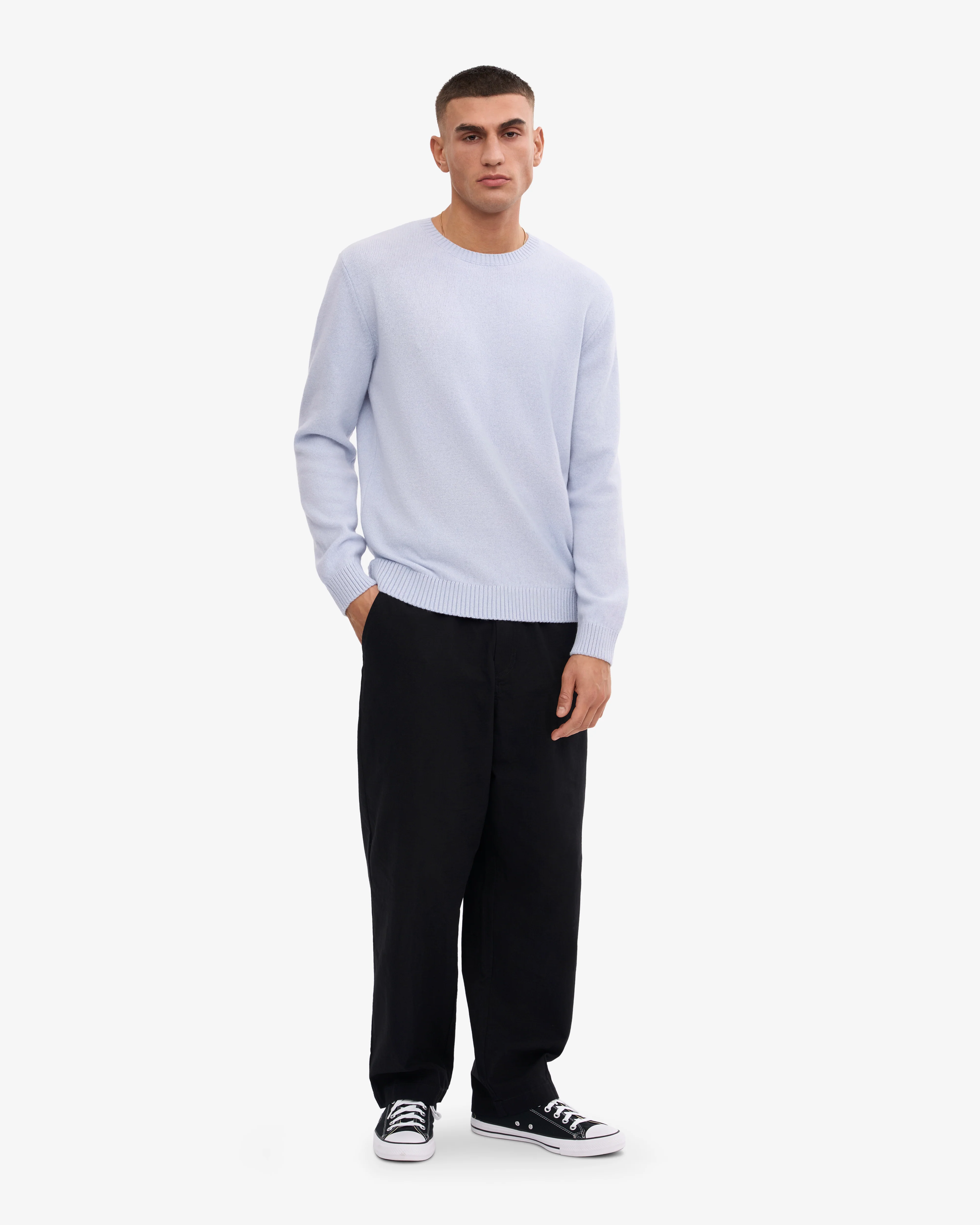 Classic Merino Wool Crew - Polar Blue