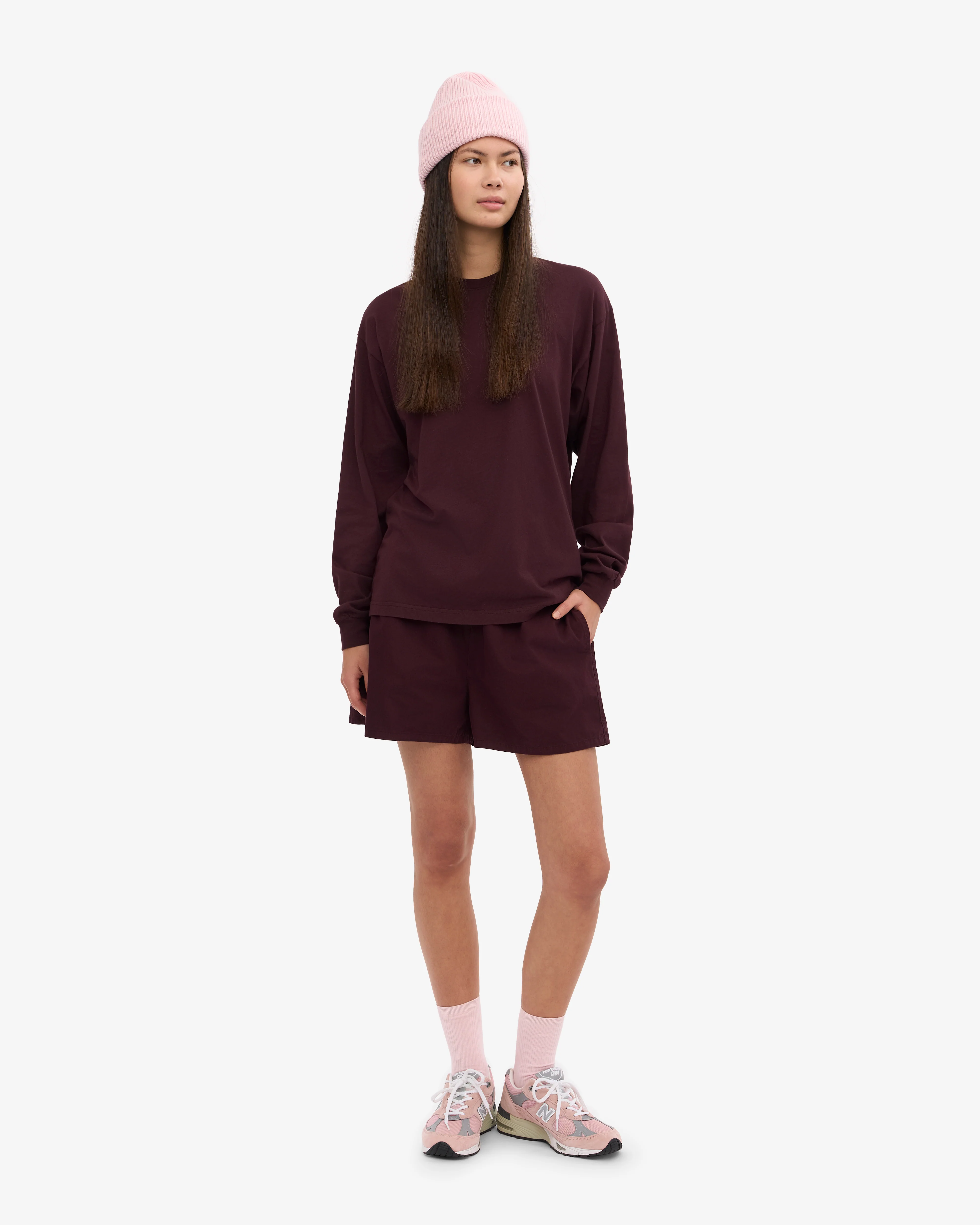Oversized Organic LS T-Shirt - Oxblood Red