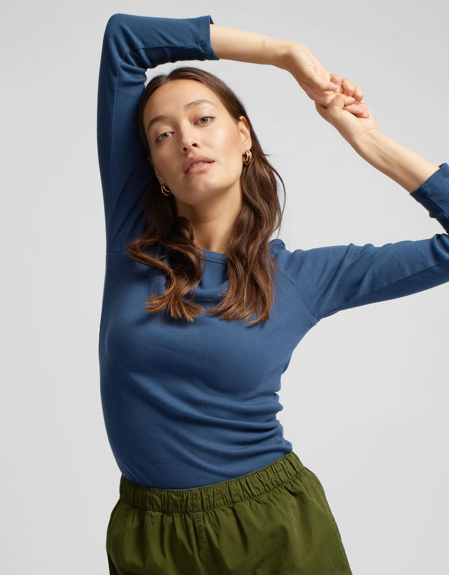 Women Organic Rib LS T-Shirt - Lava Grey