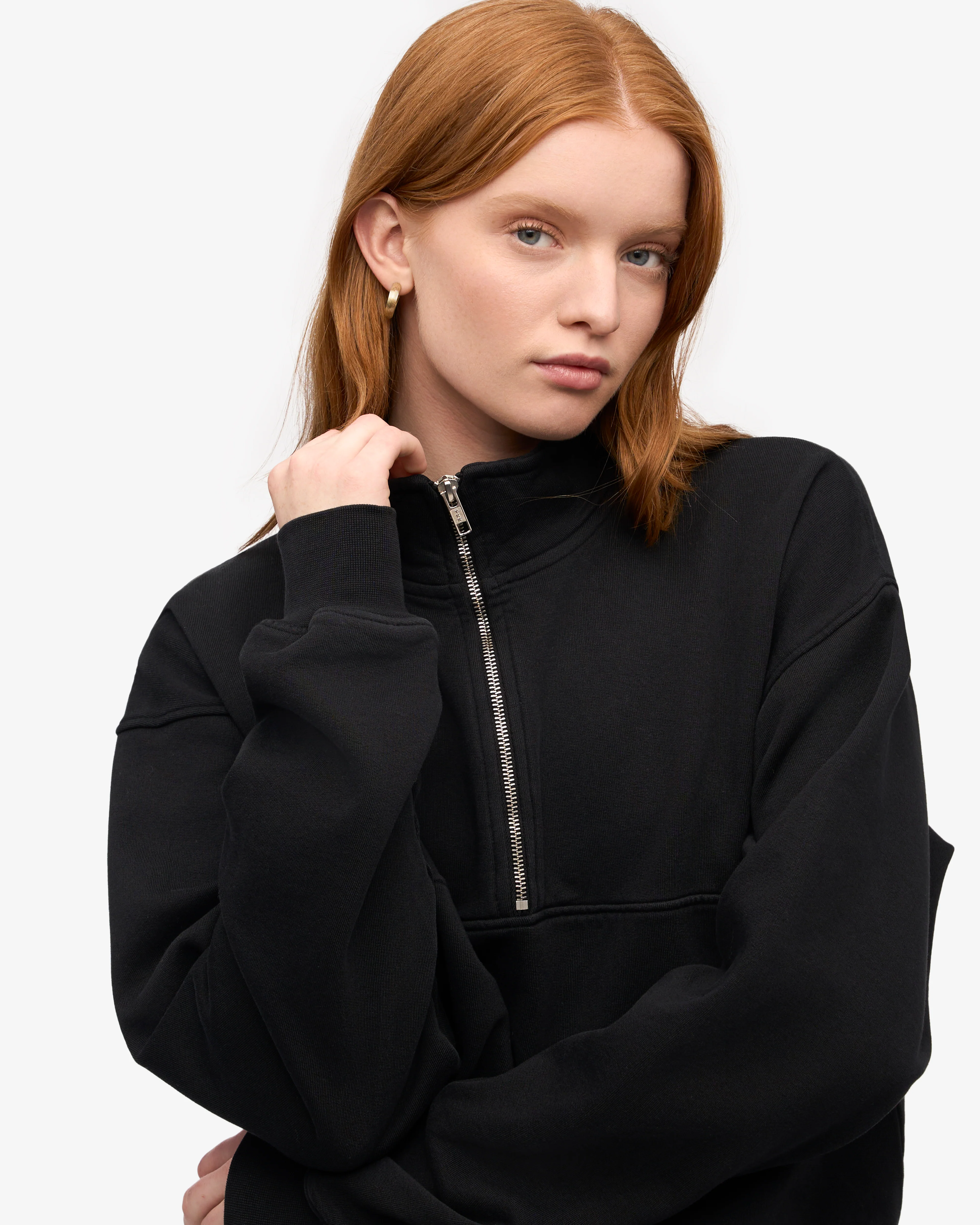 Organic Quarter Zip - Deep Black