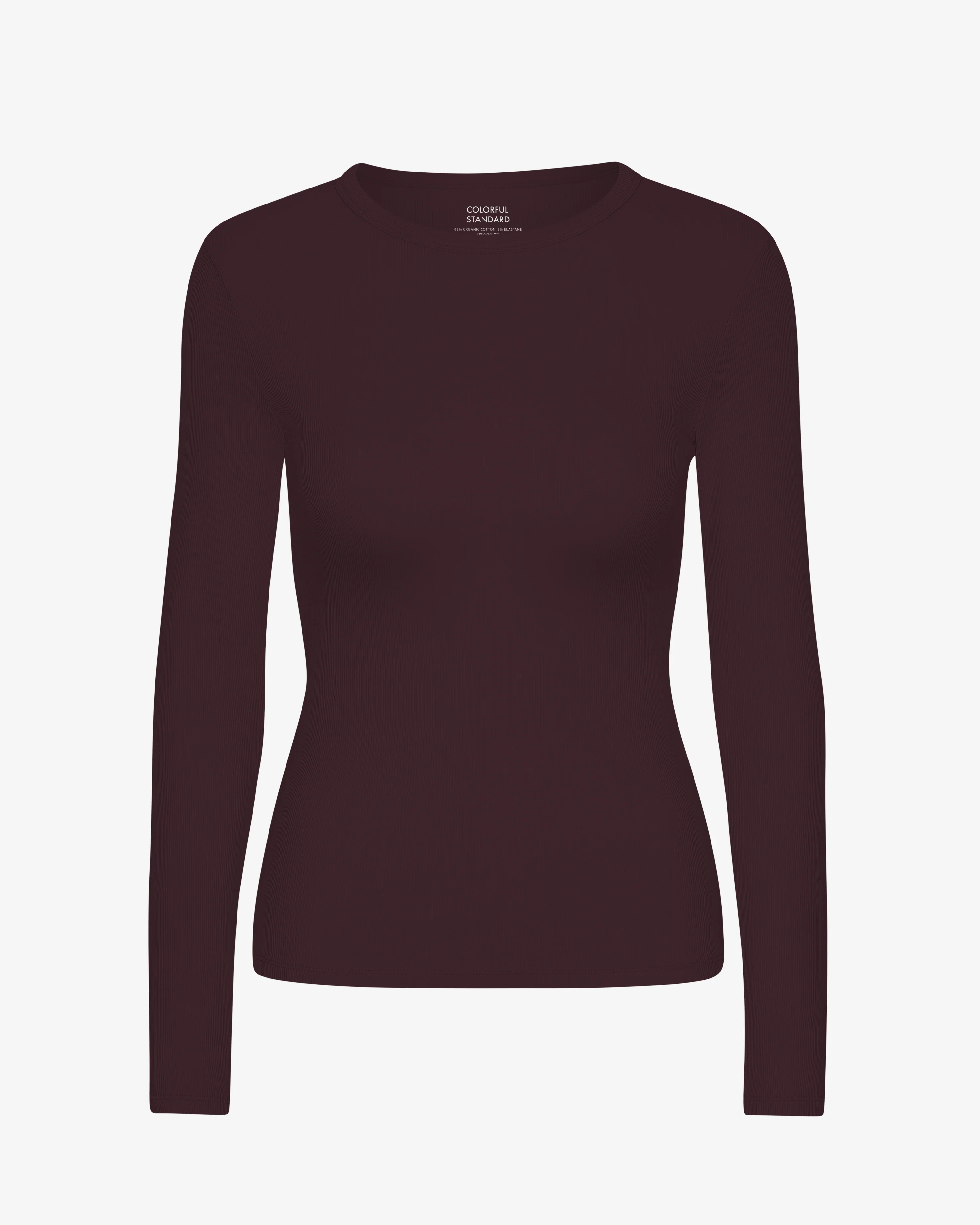 Women Organic Rib LS T-Shirt - Oxblood Red