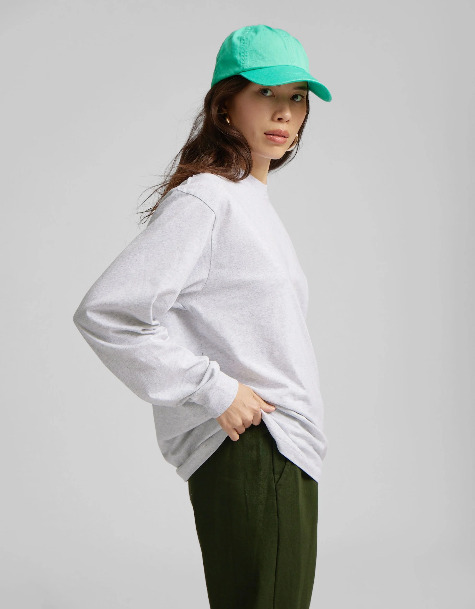 Oversized Organic LS T-Shirt - Misty Brown