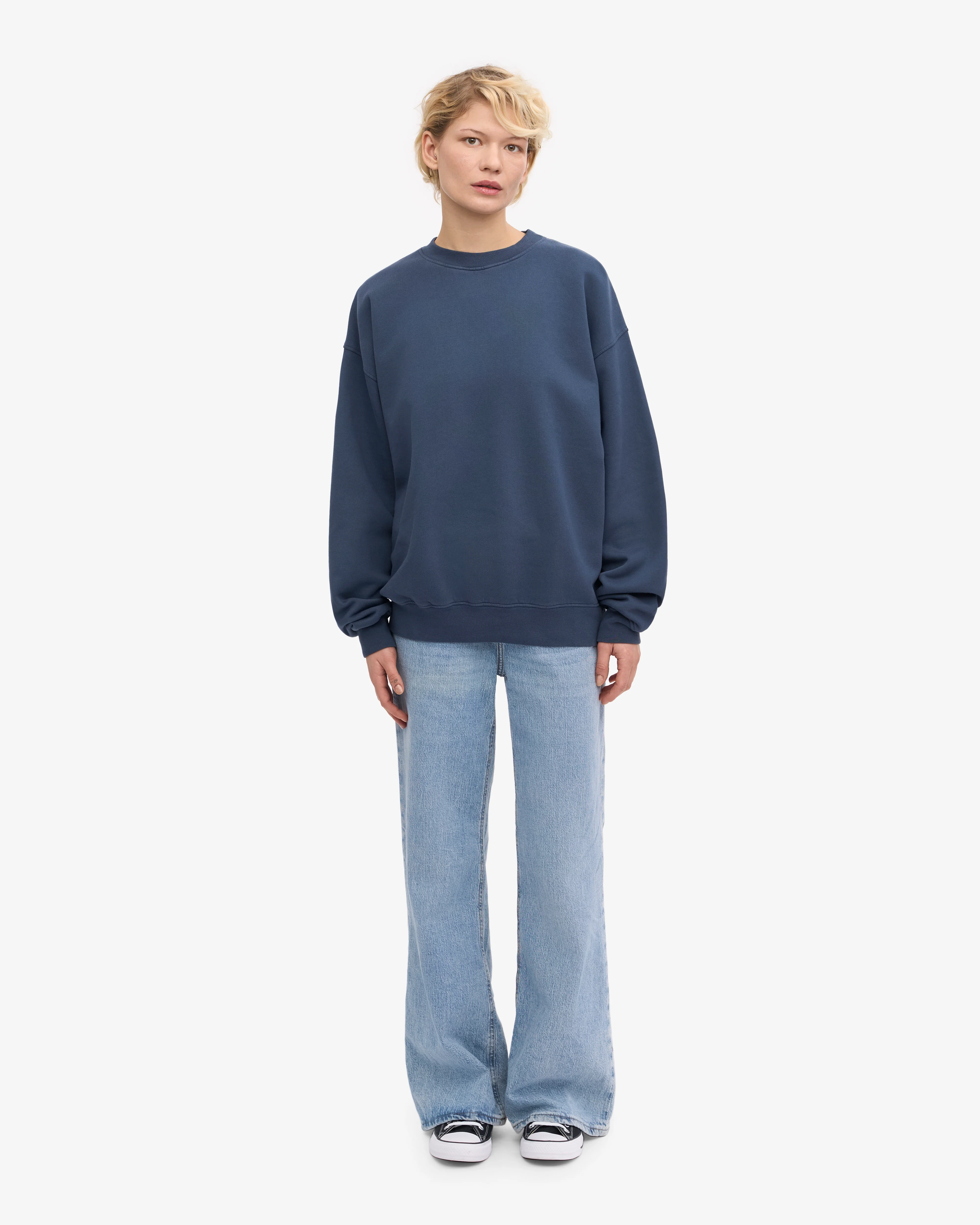 Organic Oversized Crew - Petrol Blue