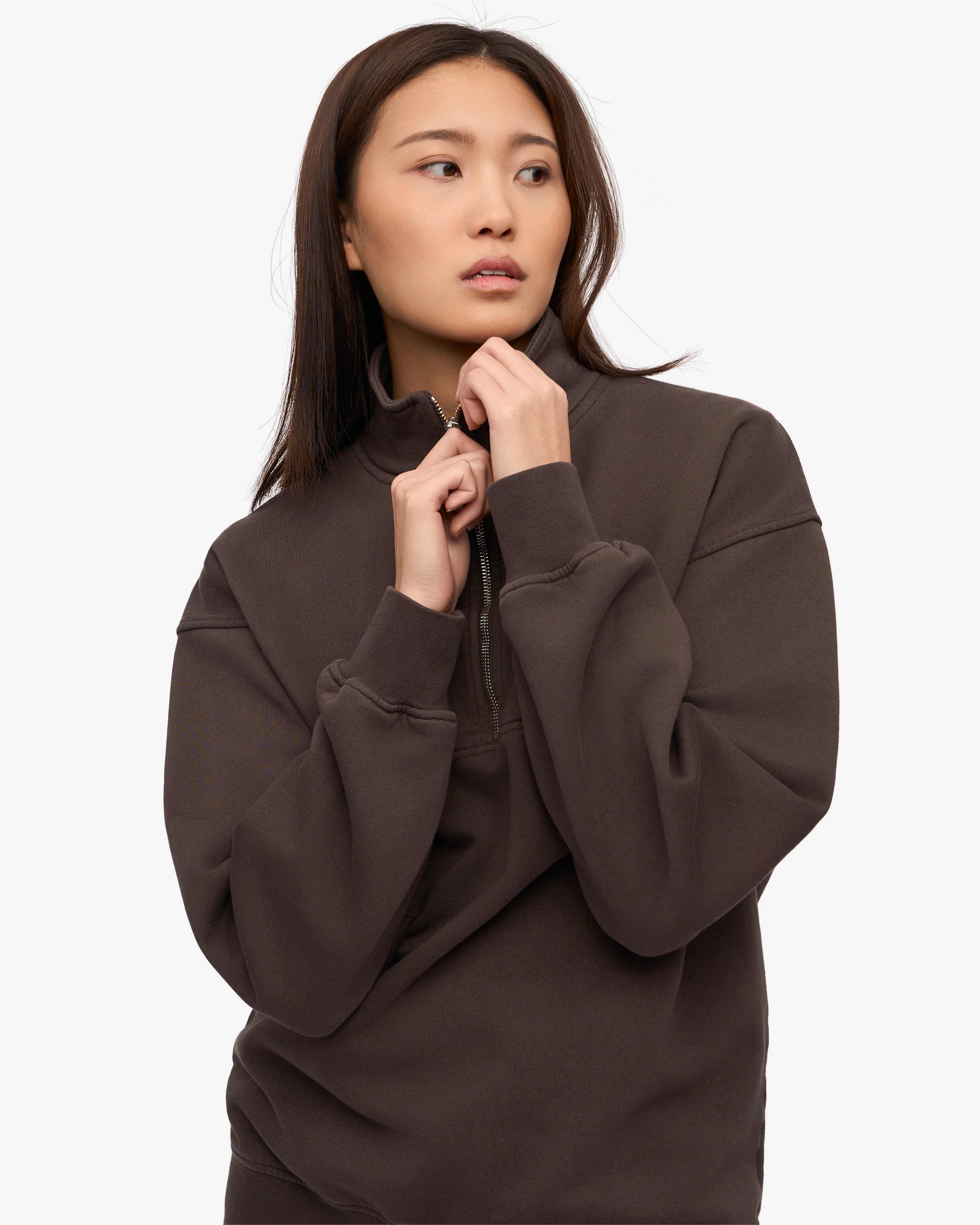Organic Quarter Zip - Coffee Brown