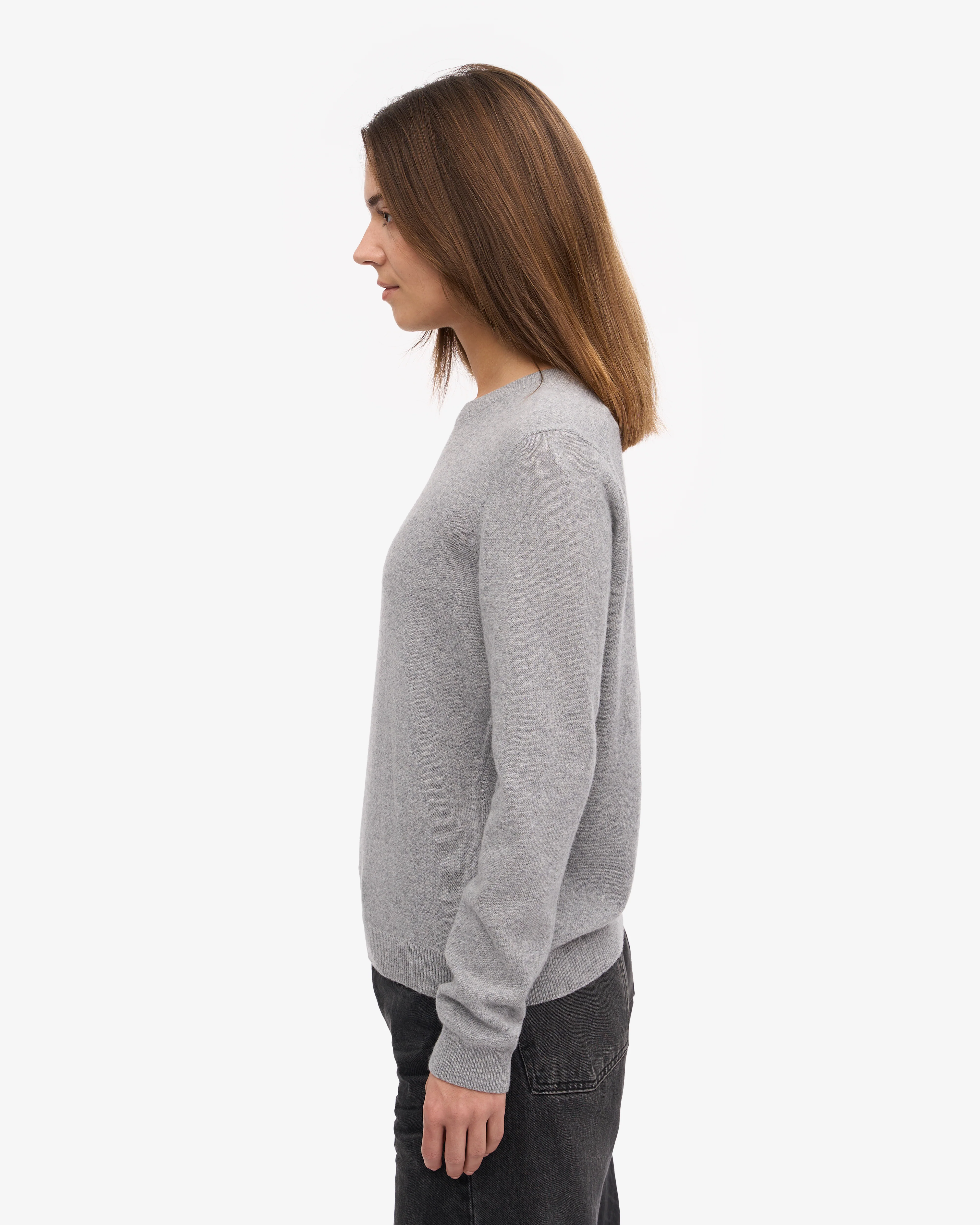 Women Light Merino Wool Crew - Heather Grey