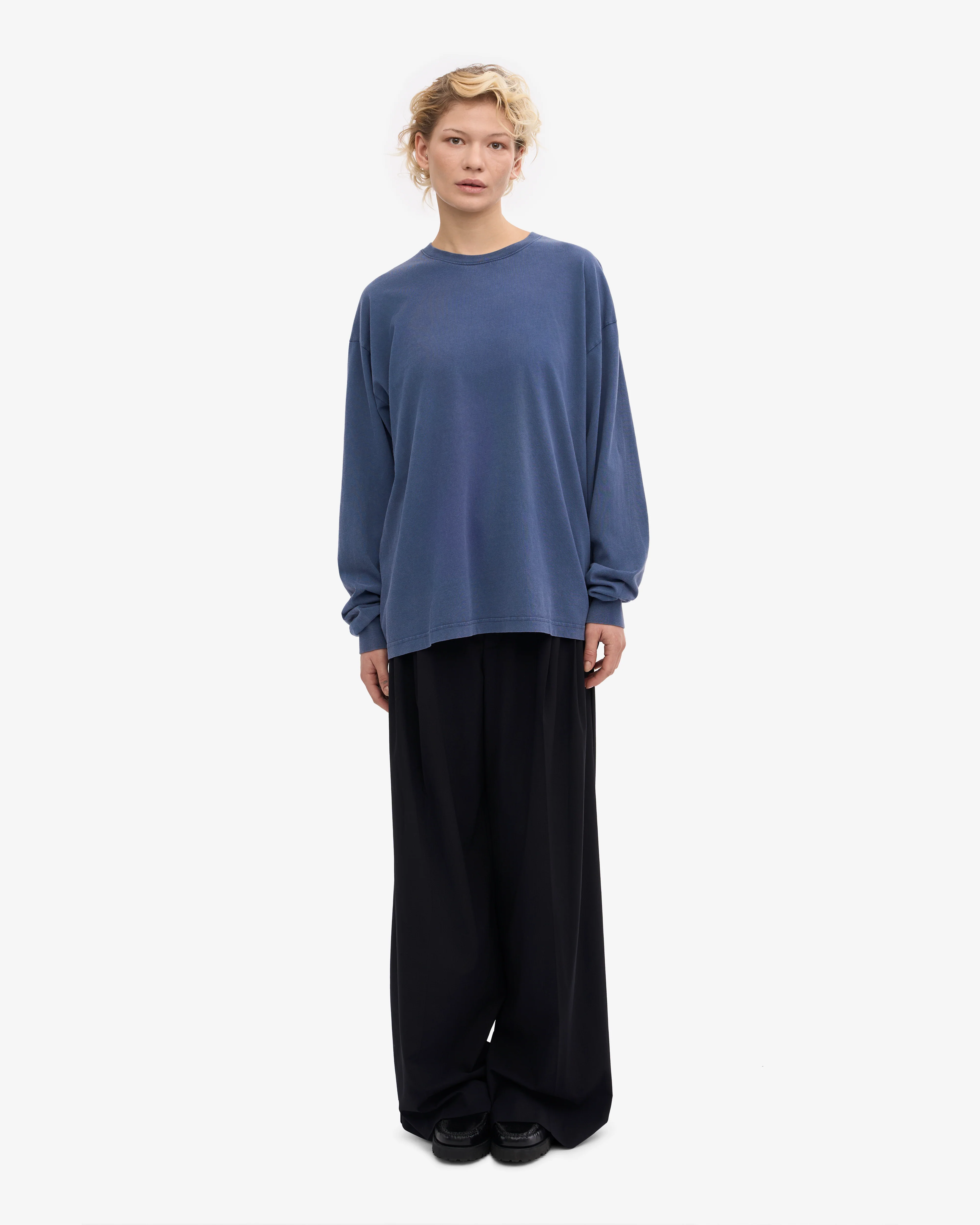 Oversized Organic LS T-Shirt - Neptune Blue