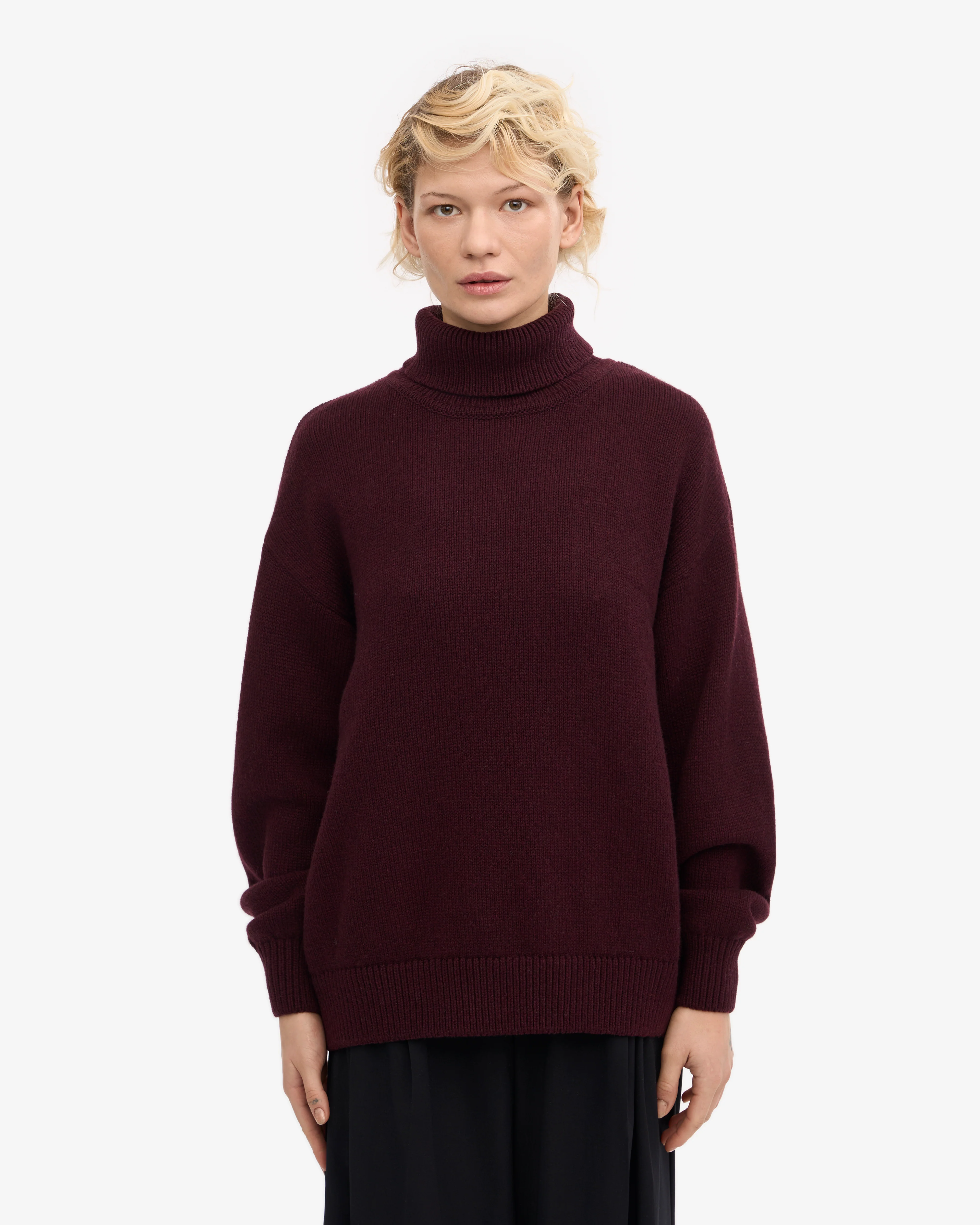 Merino Wool Turtleneck - Oxblood Red