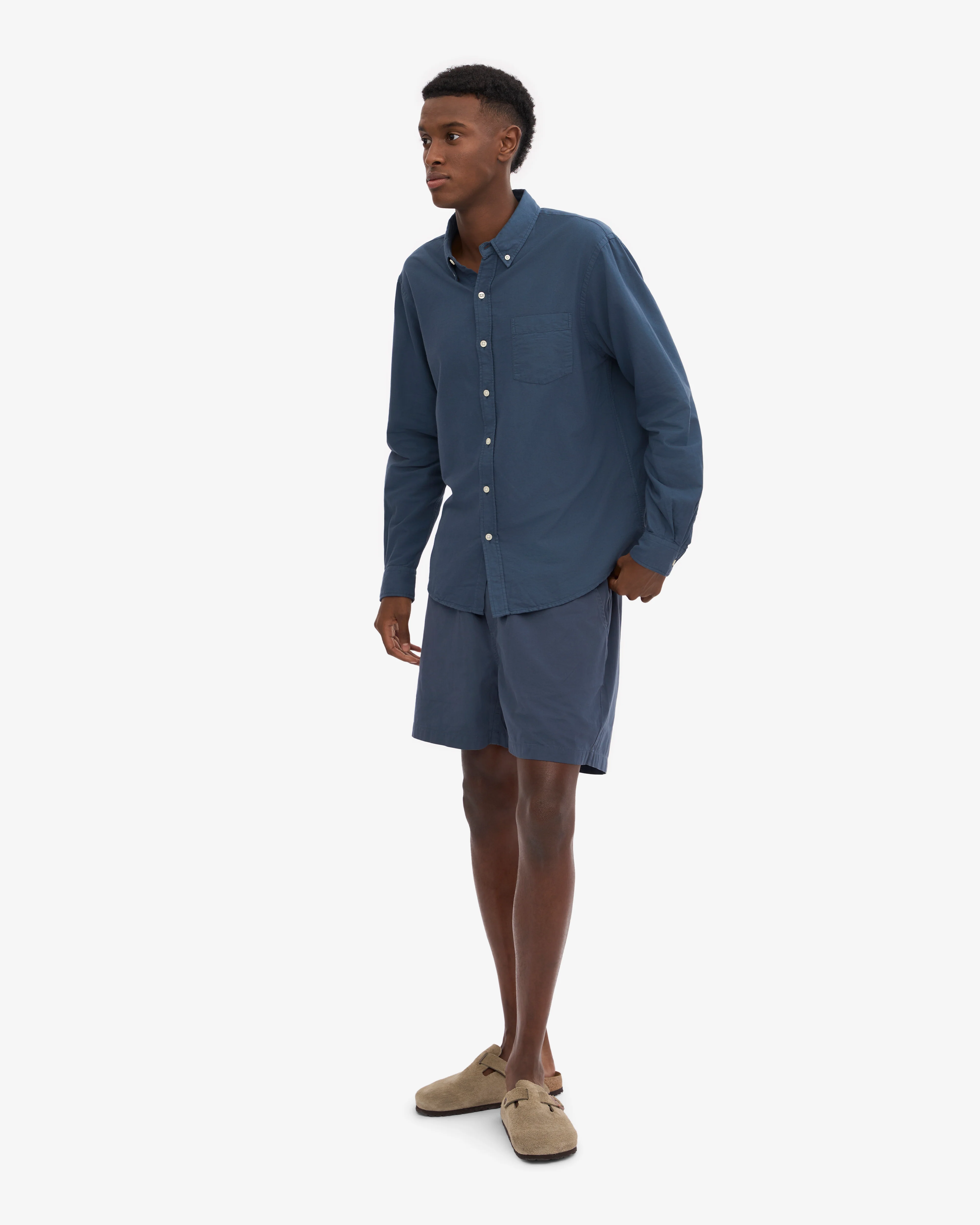 Organic Button Down Shirt - Petrol Blue