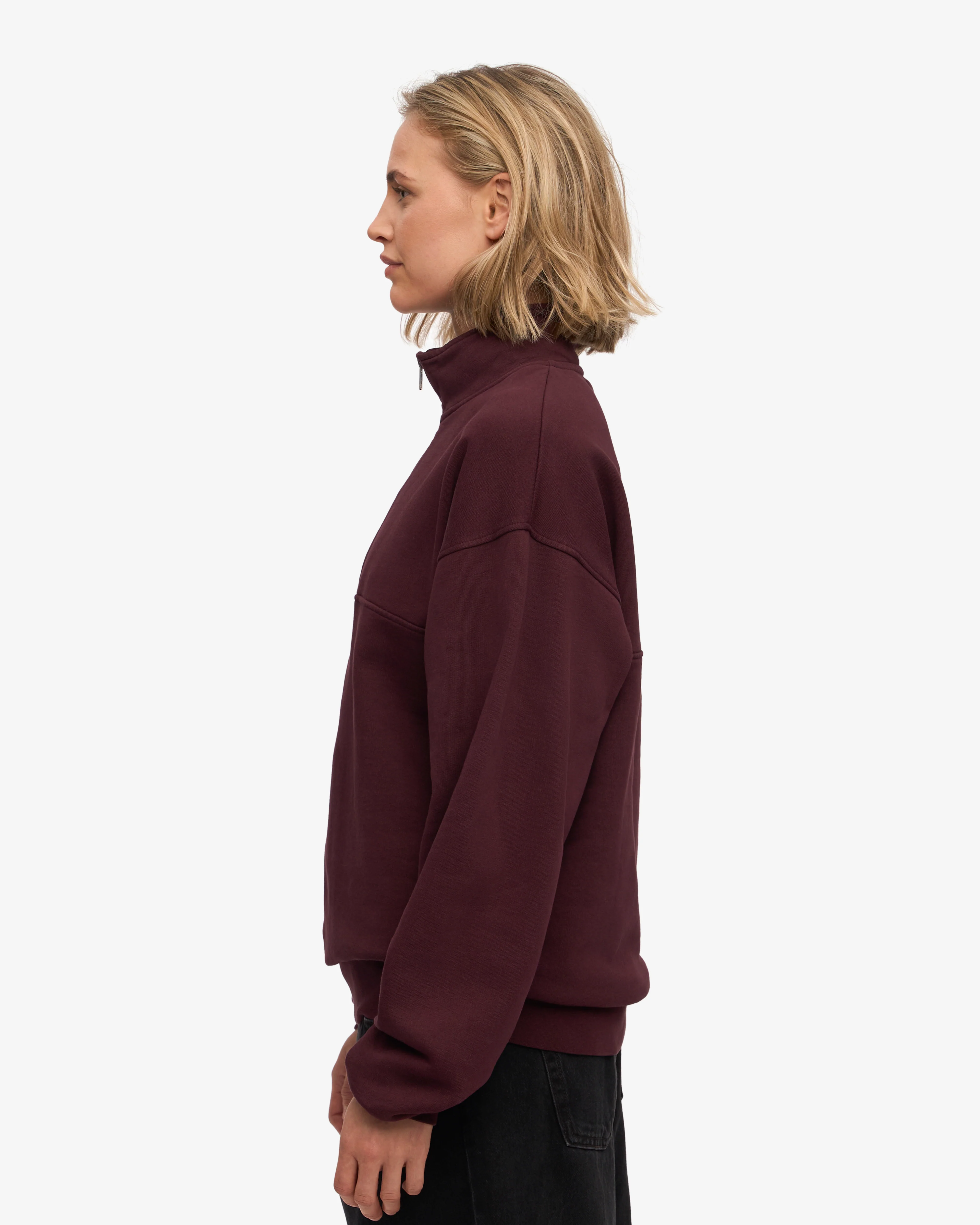 Organic Quarter Zip - Oxblood Red