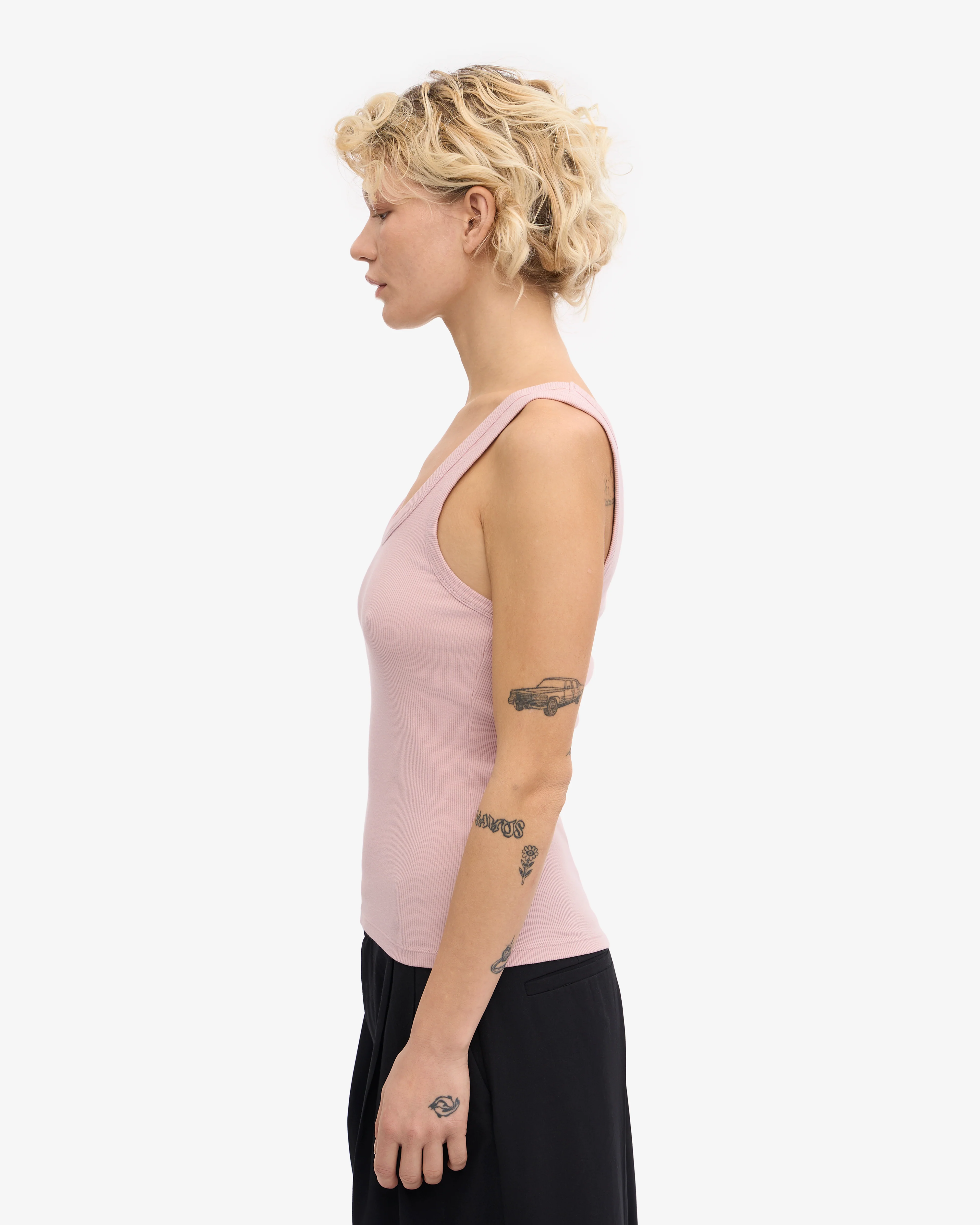 Women Organic Rib Tank Top - Faded Pink