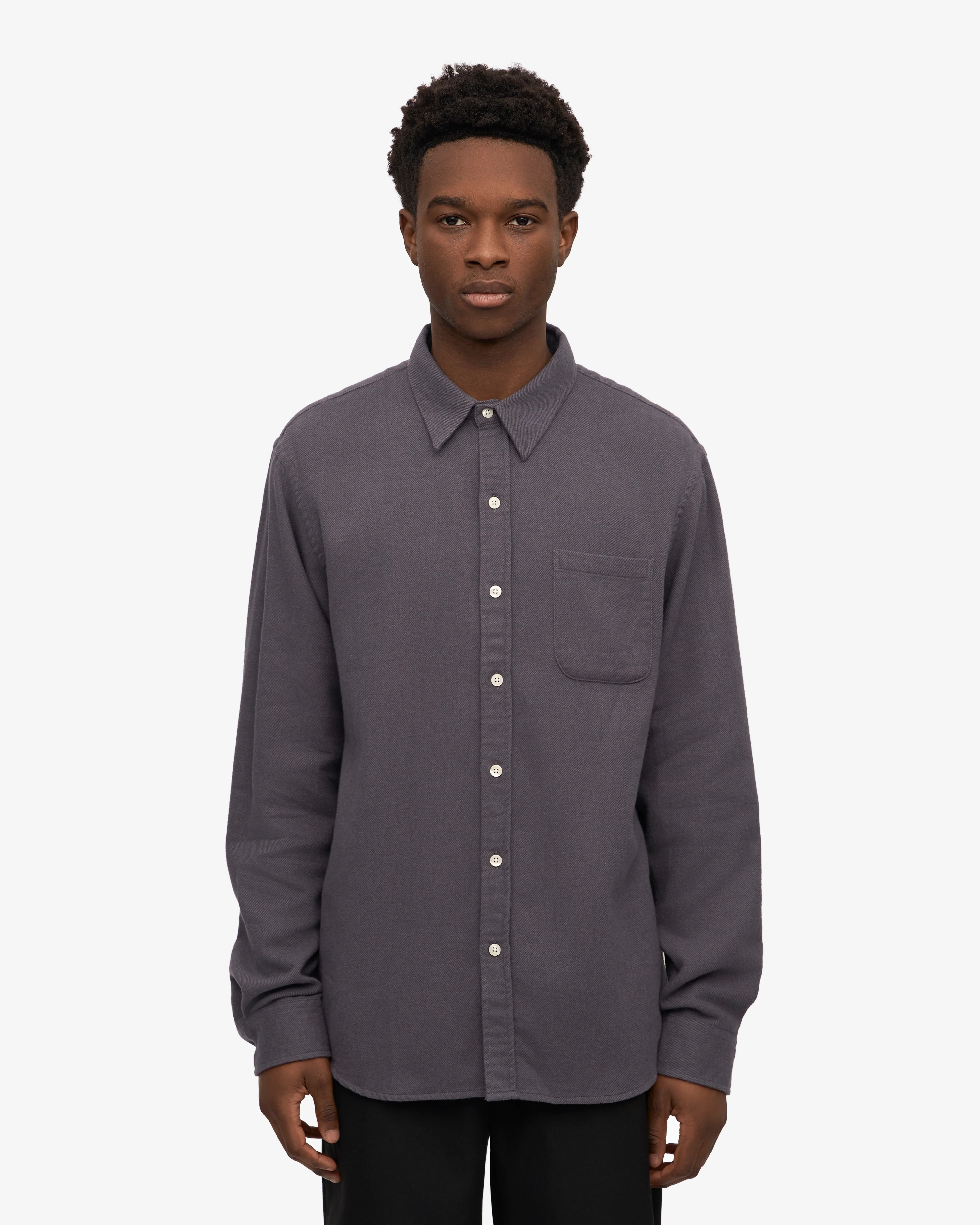 Organic Flannel Shirt - Lava Grey
