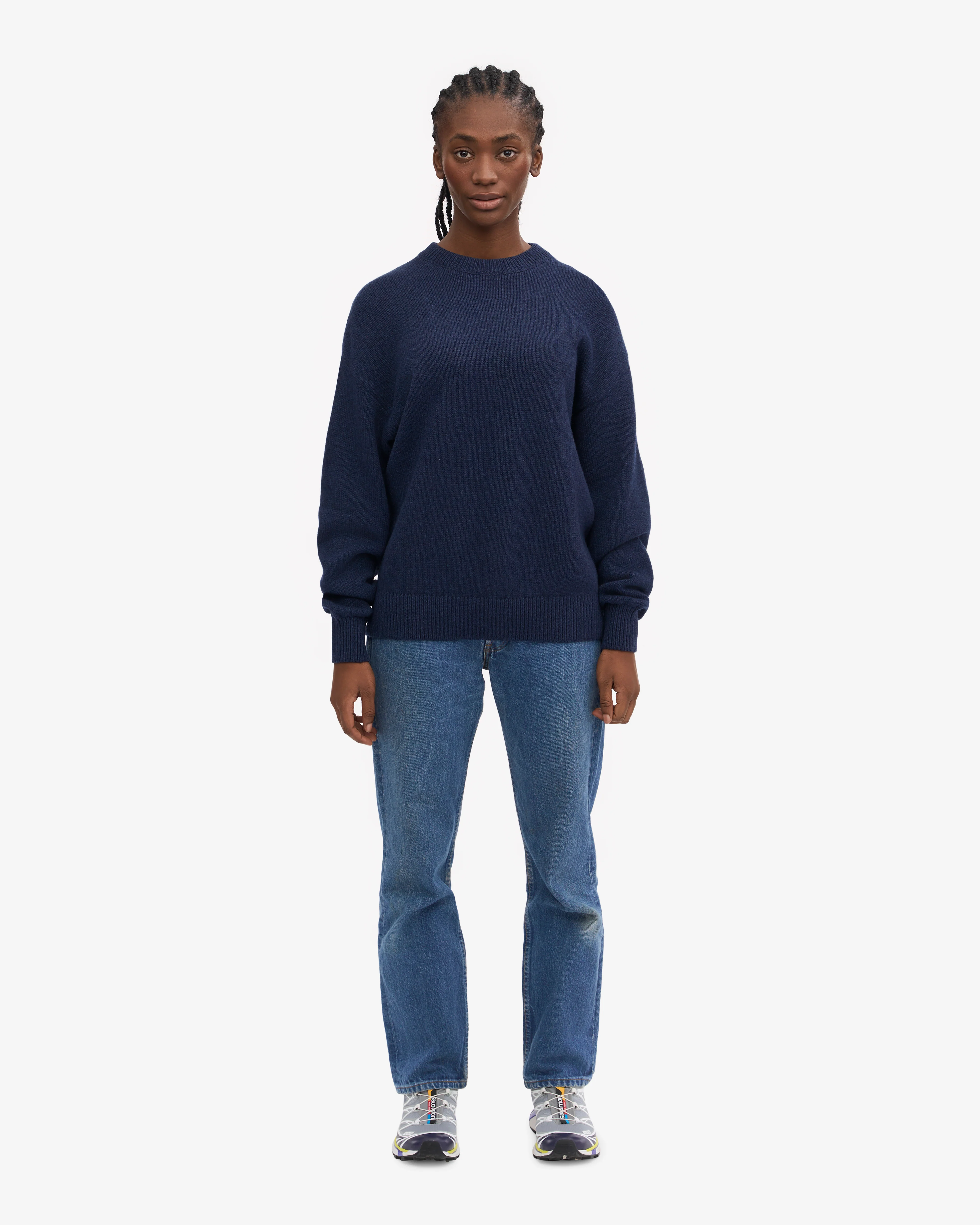 Oversized Merino Wool Crew - Marine Blue