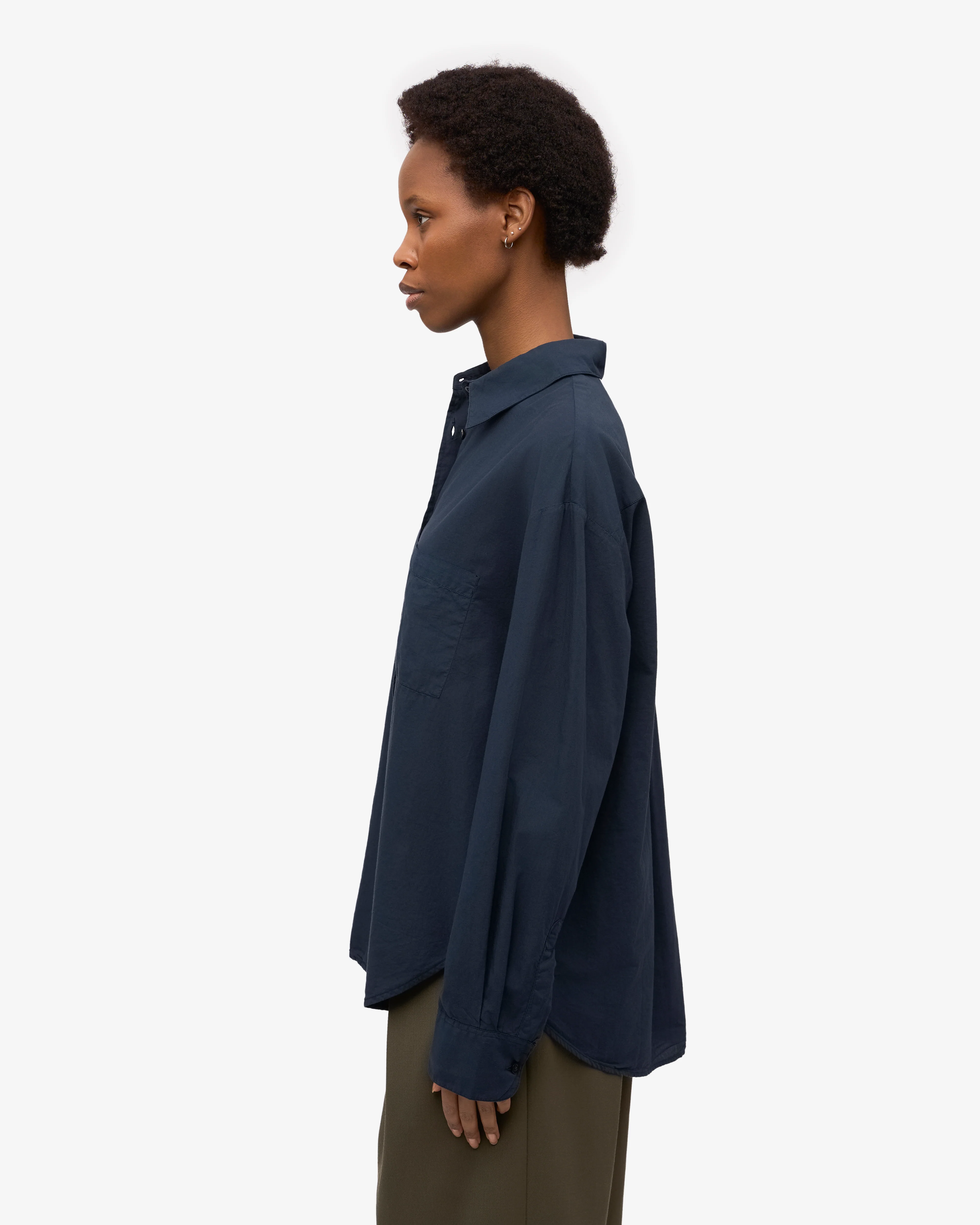 Organic Oversized Shirt - Navy Blue