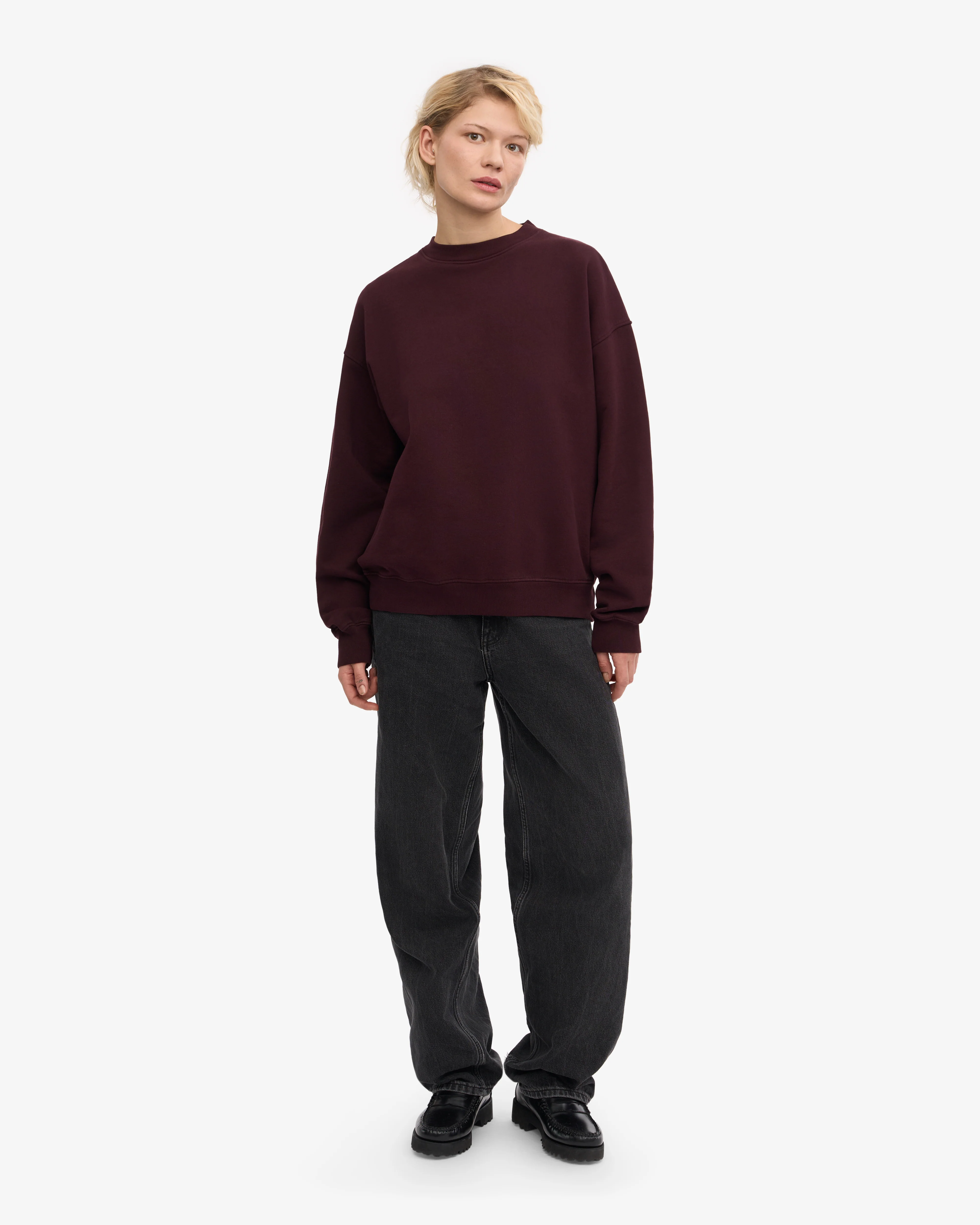 Organic Oversized Crew - Oxblood Red