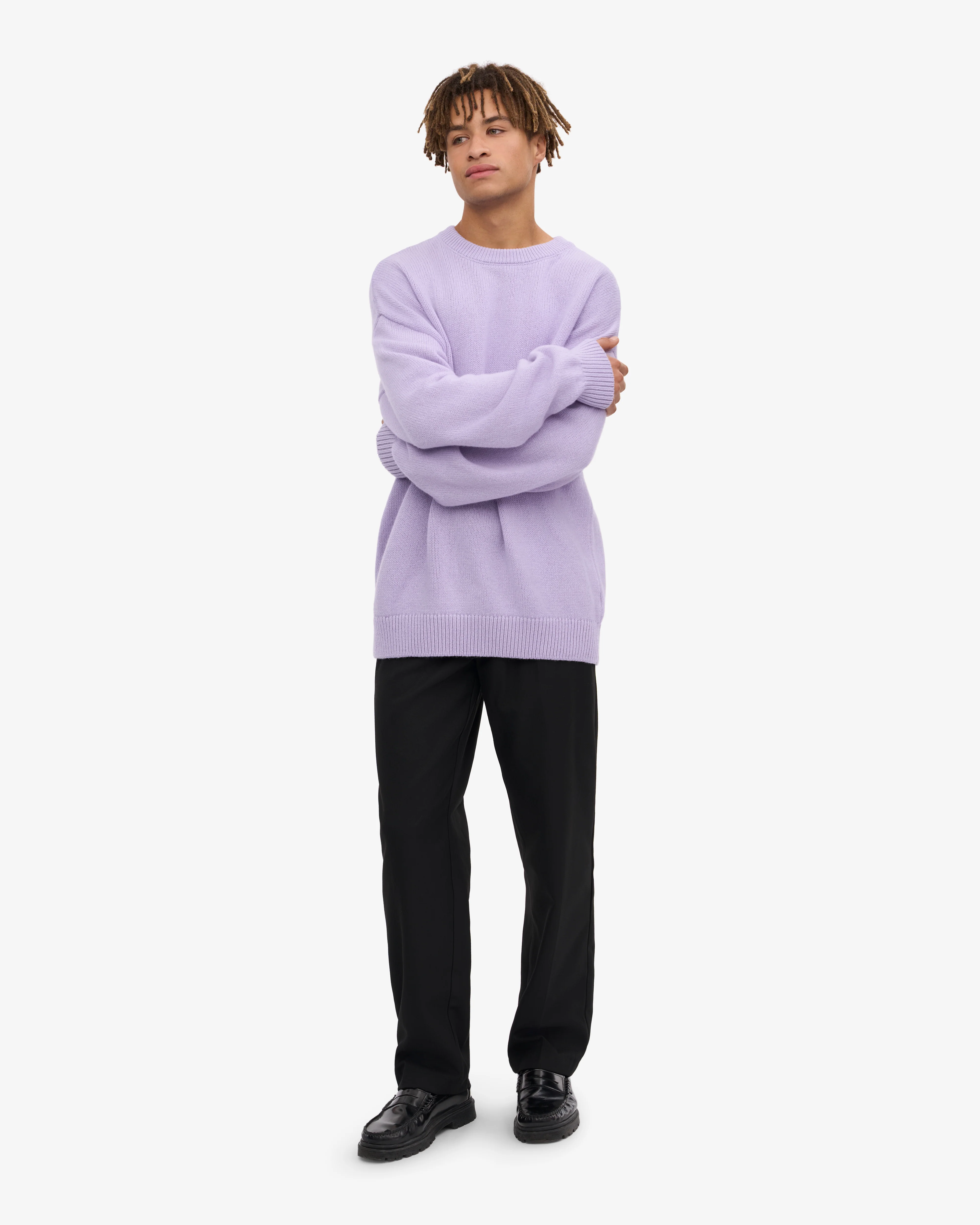 Oversized Merino Wool Crew - Soft Lavender