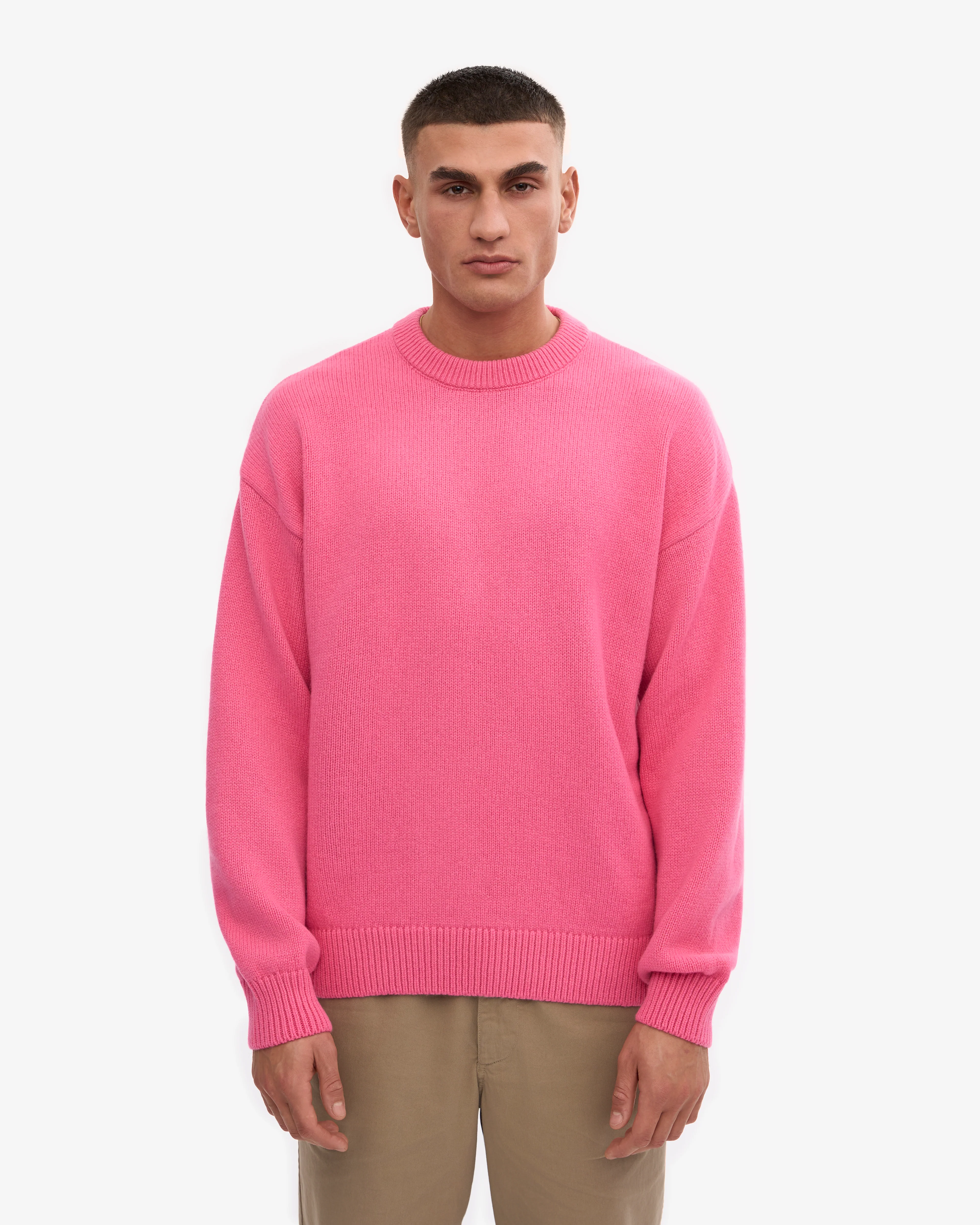 Oversized Merino Wool Crew - Bubblegum Pink