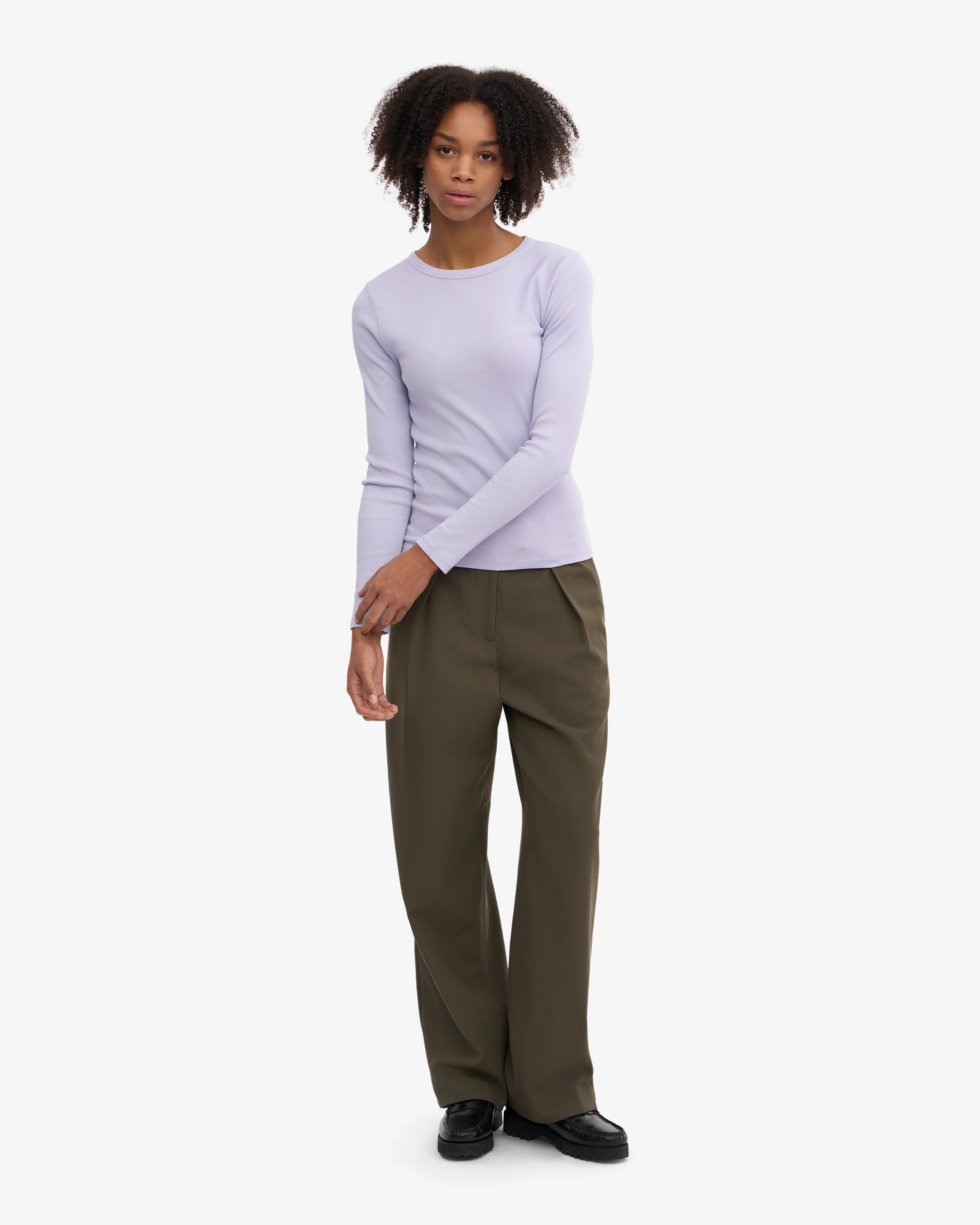 Women Organic Rib LS T-Shirt - Soft Lavender