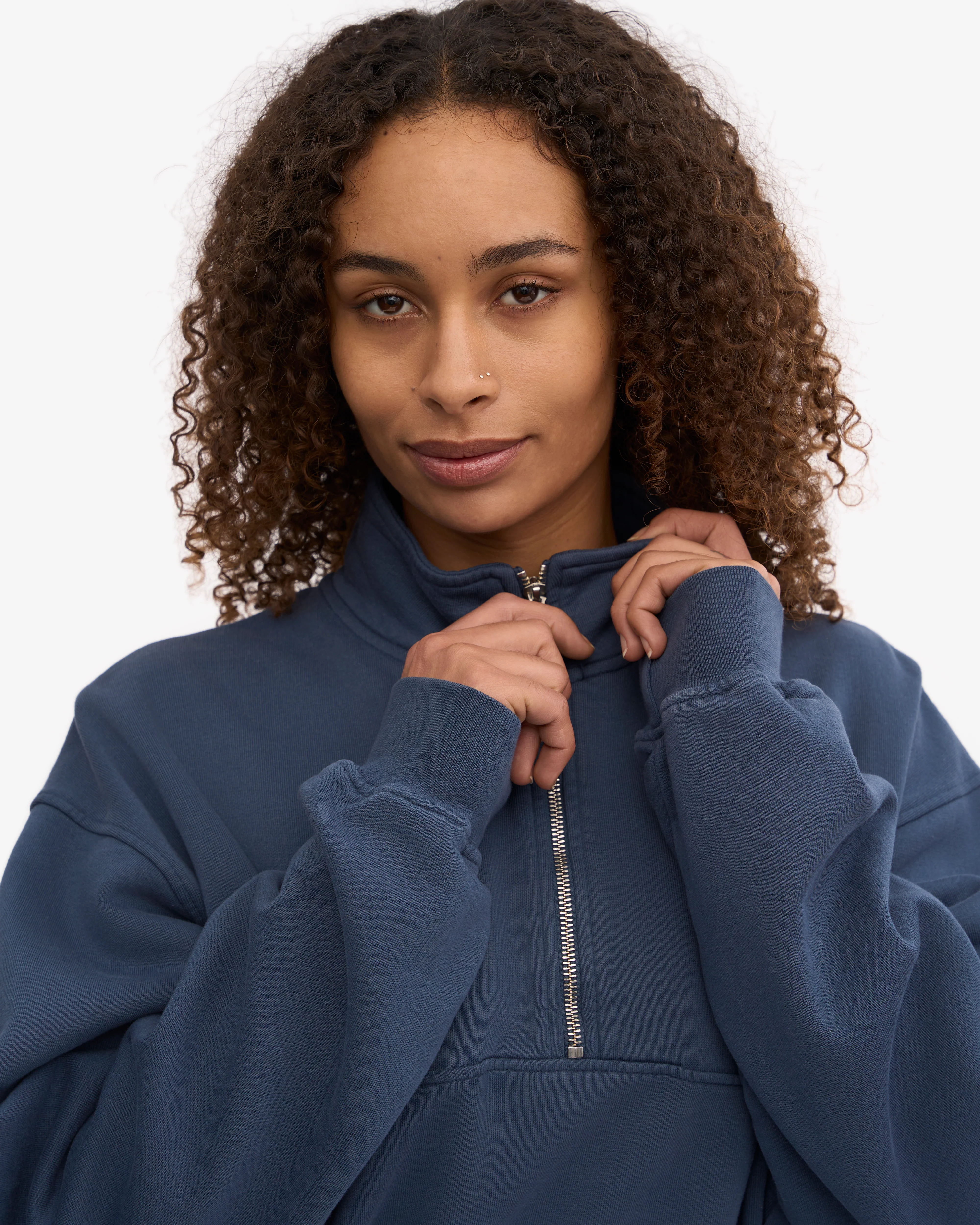 Organic Quarter Zip - Petrol Blue